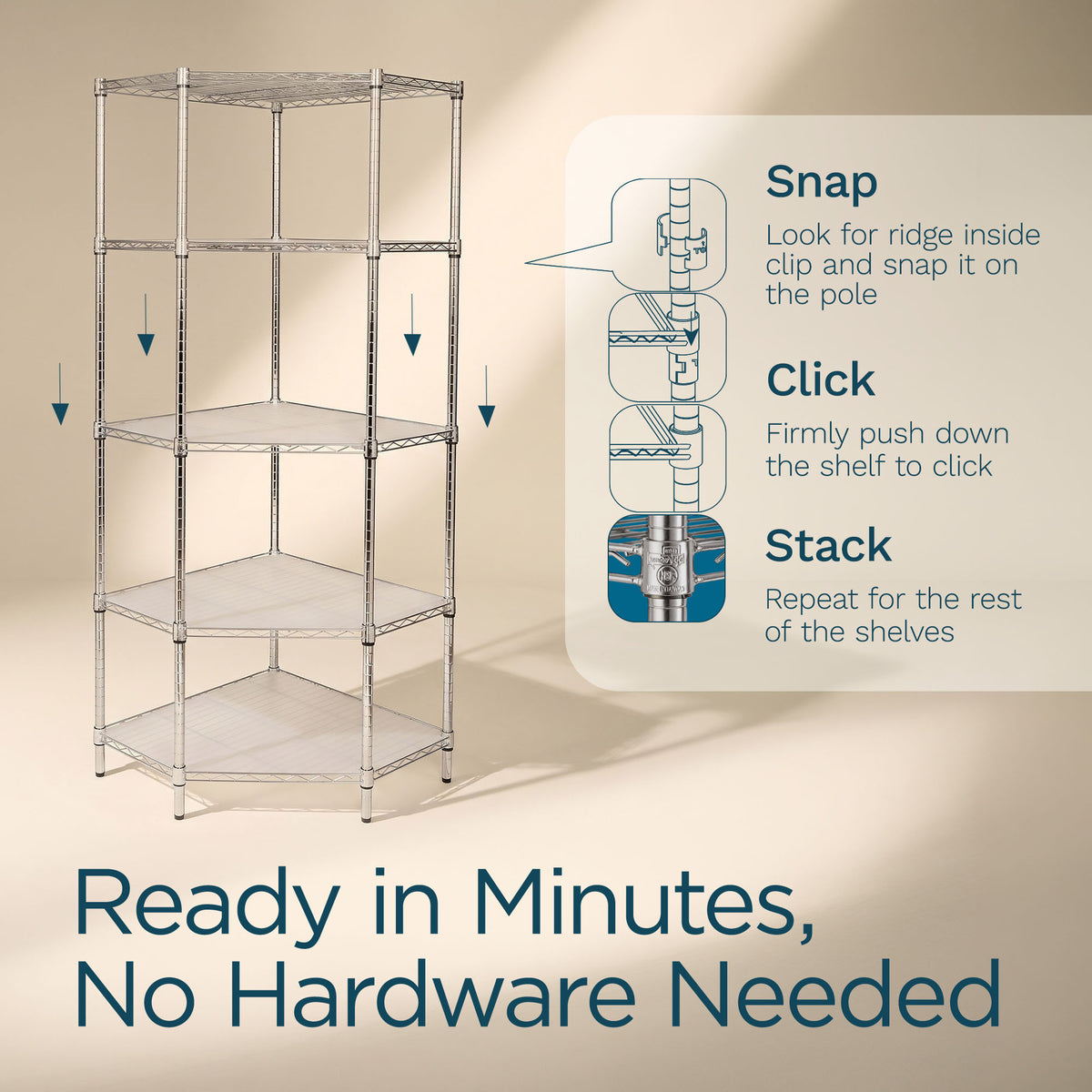 Honey-Can-Do 5Tier Corner Shelving Storage Organizer, 350lb Capacity (Open Box)