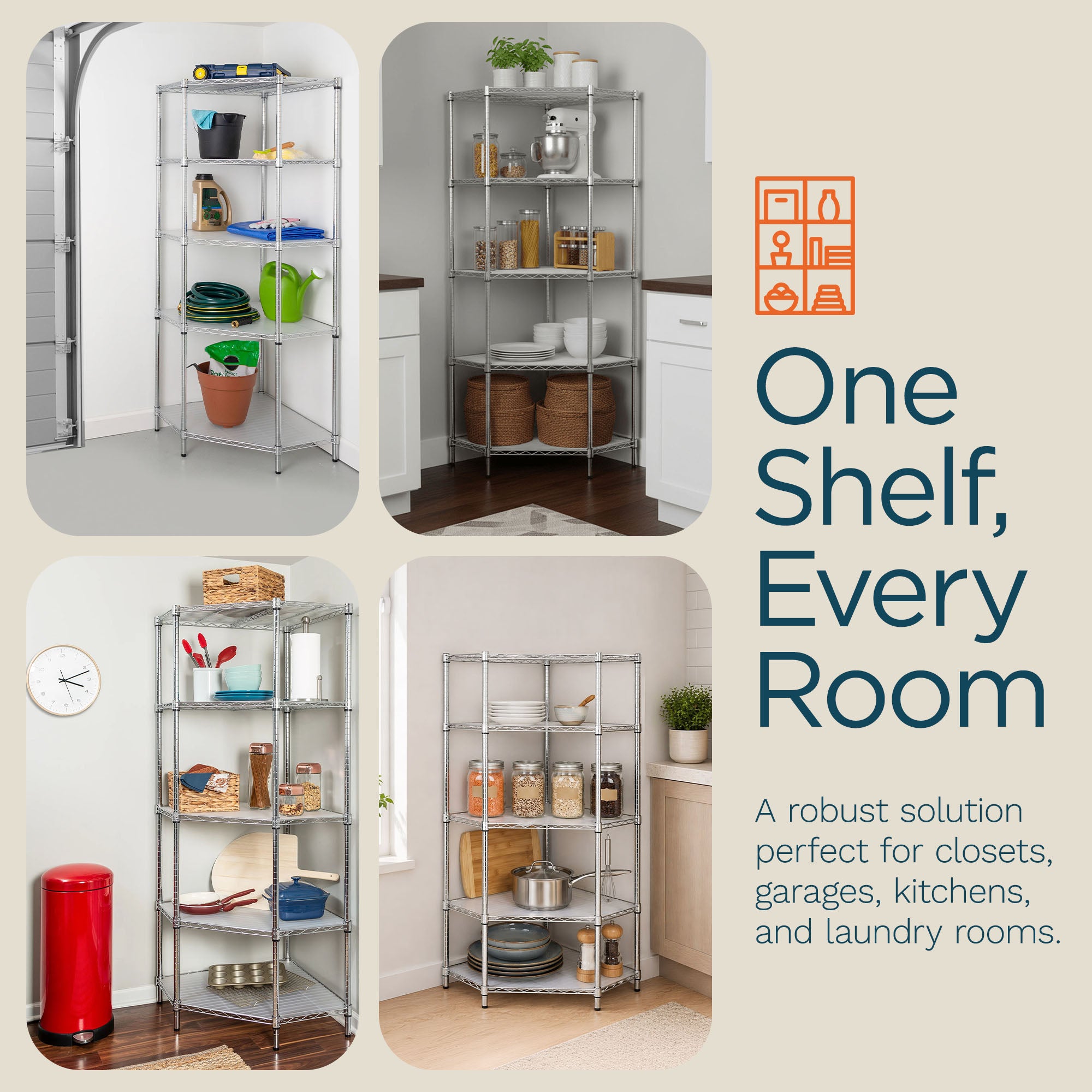 Honey-Can-Do 5Tier Corner Shelving Storage Organizer, 350lb Shelf Capacity, Gray - VMInnovations