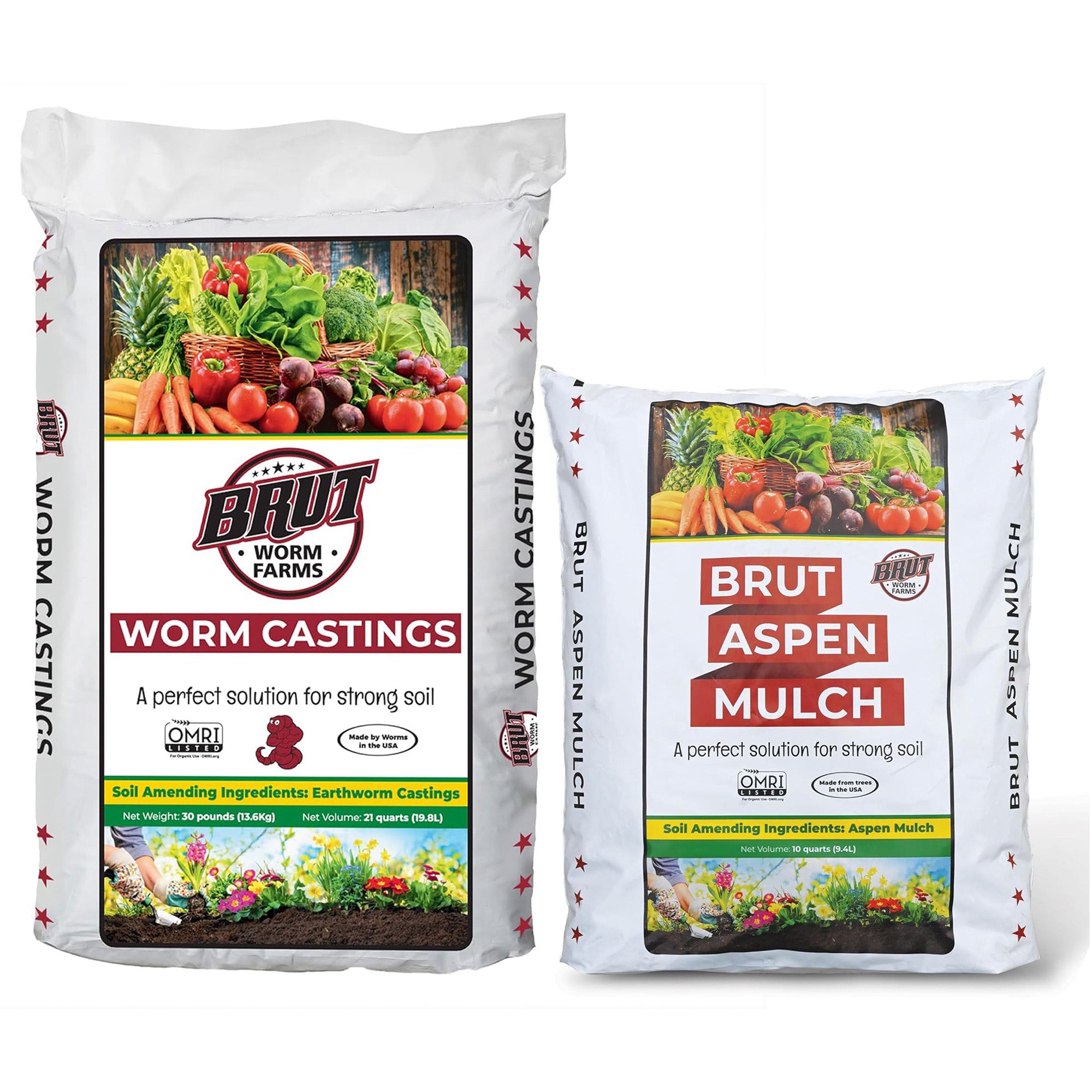 Brut Worm Farms Worm Castings Soil, Aspen Mulch, & Chicken Compost Garden Soil