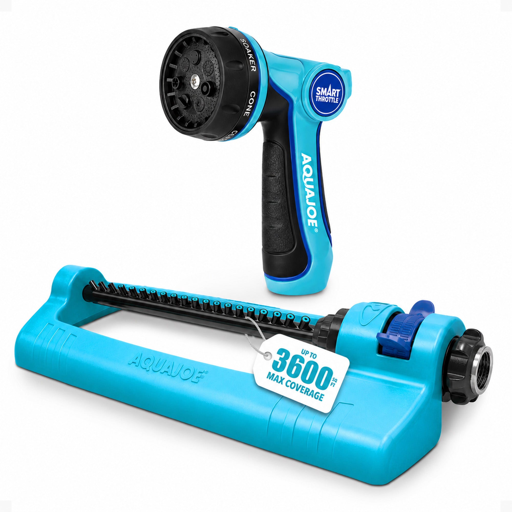 Aqua Joe Multi-Function Hose Nozzle with Smart Throttle & Oscillating Sprinkler