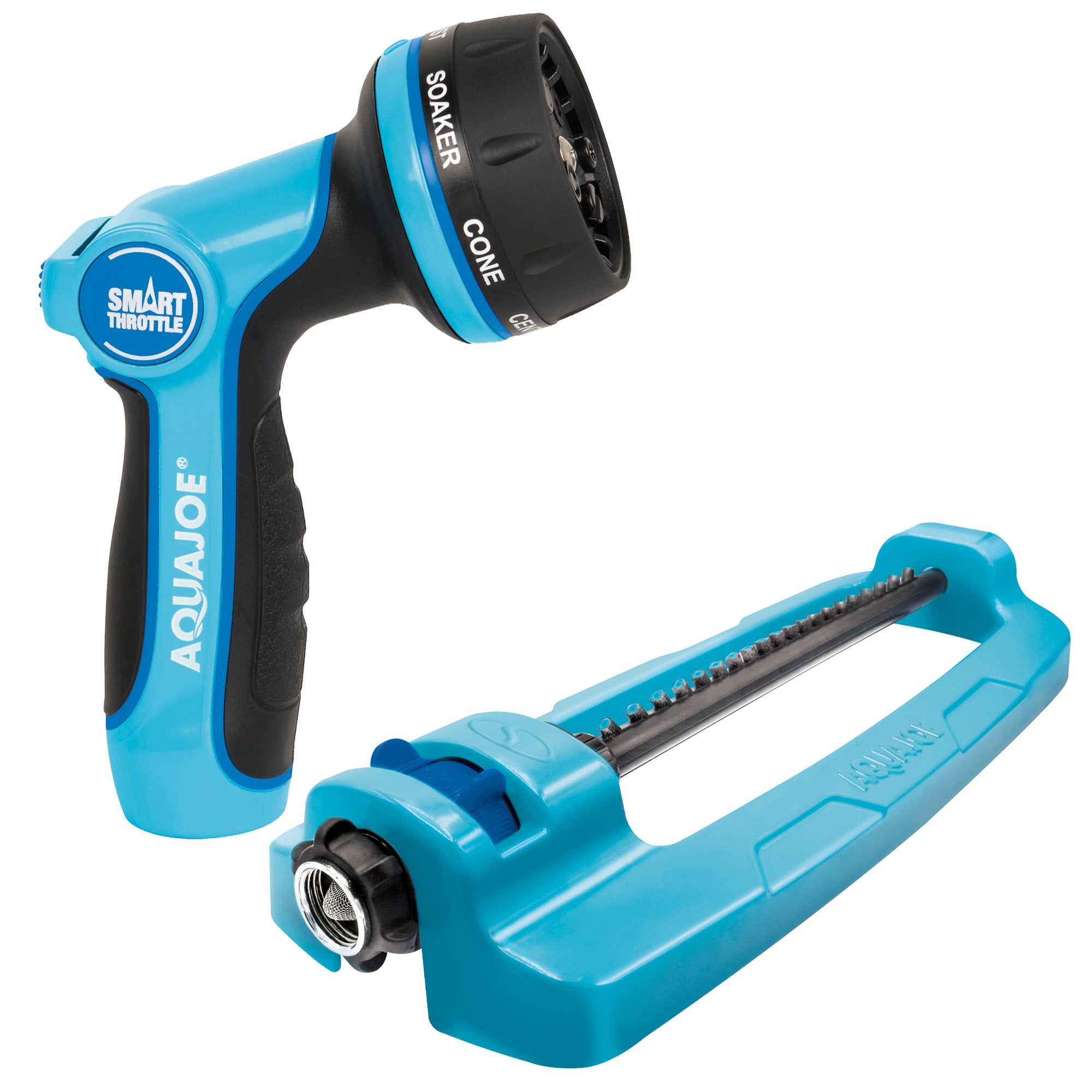 Aqua Joe Multi-Function Hose Nozzle with Smart Throttle & Oscillating Sprinkler