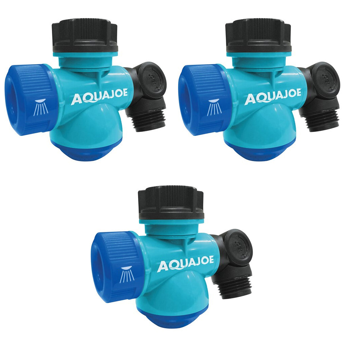 Aqua Joe 3 Pack Multi-Function Garden Hose Faucet Connector, 3/4" Spigot Adapter
