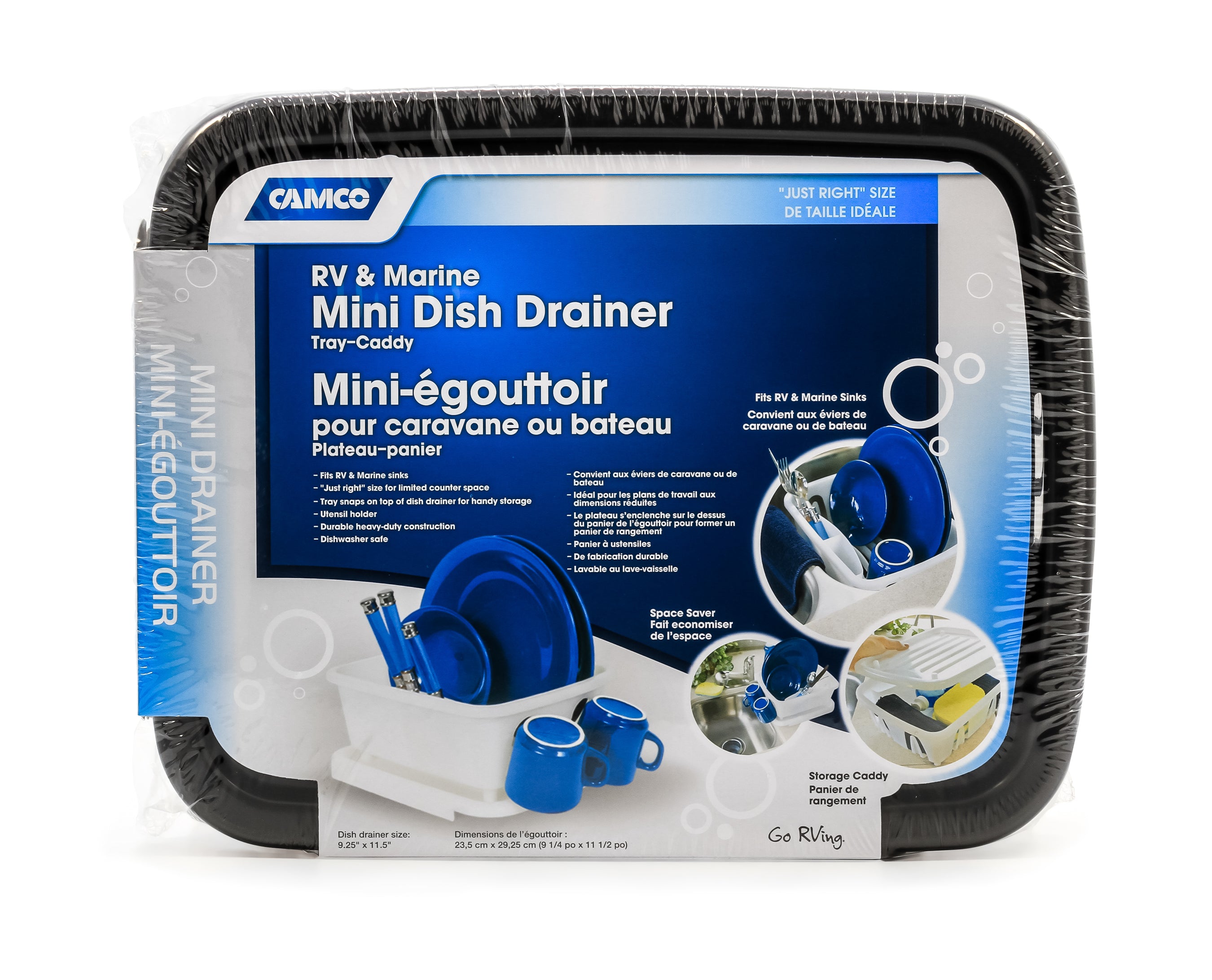 Camco RV Mini Dish Drainer and Sloped Tray, Compact Drying Rack for Small Sinks