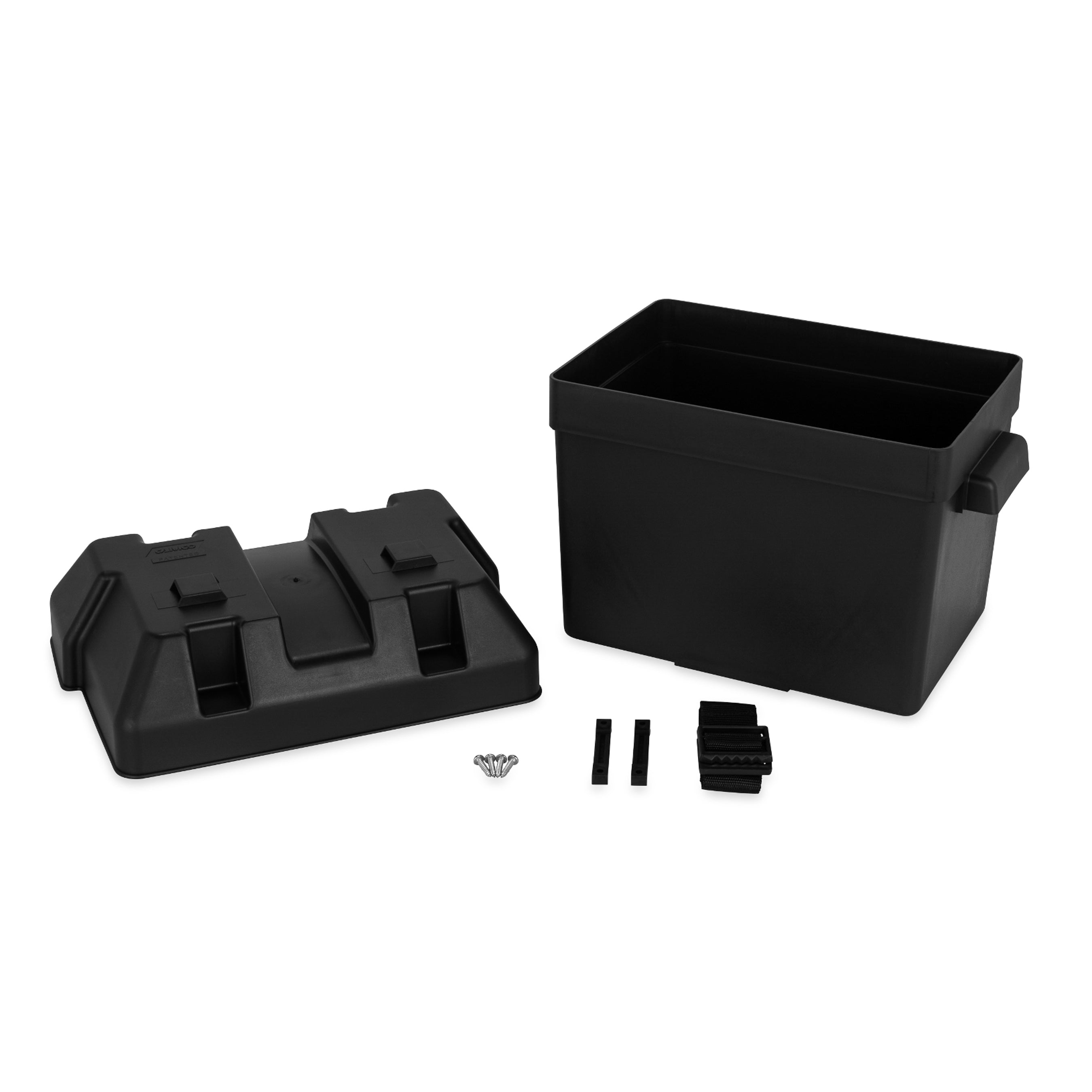 Camco Heavy Duty Group 24 Battery Box with Strap and Mounting Hardware, Black - VMInnovations