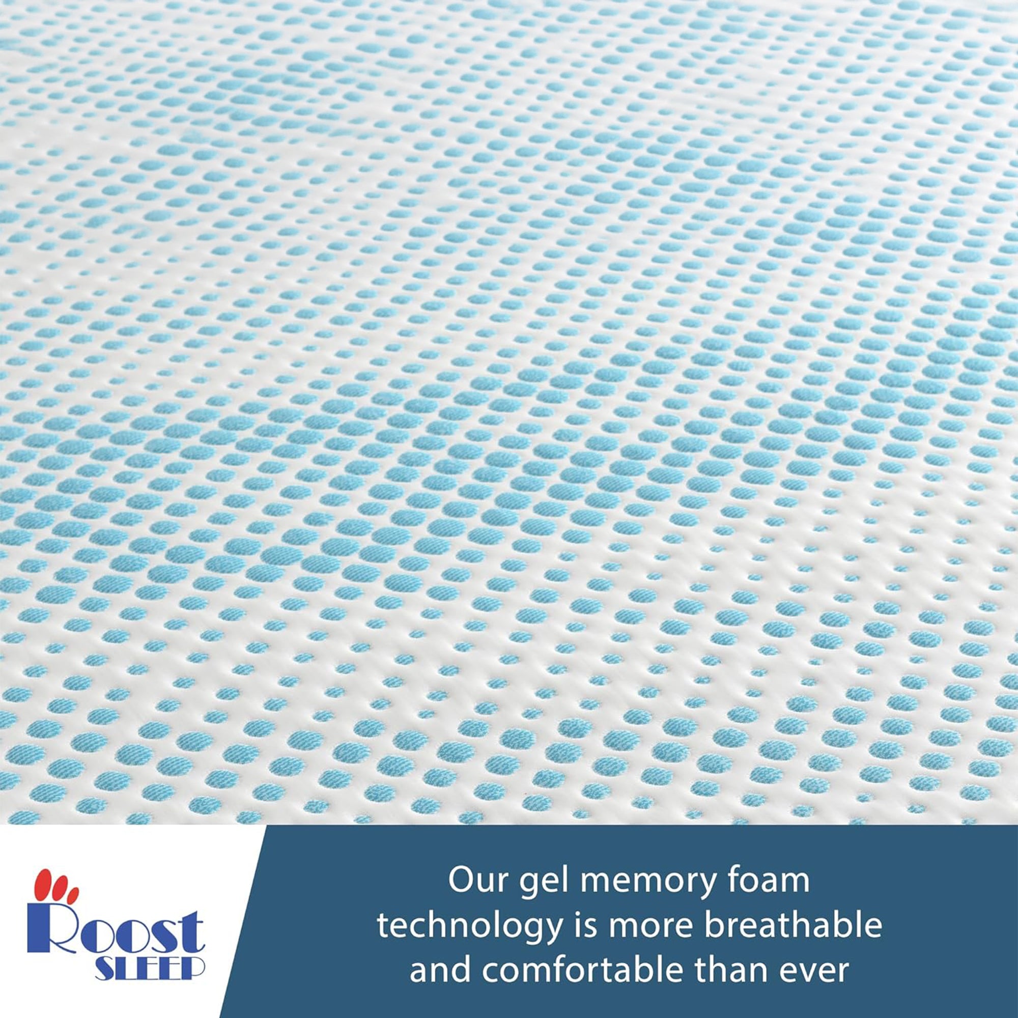 Roost Sleep Cool Cloud Supreme 3" Memory Foam Twin Mattress Topper, Blue