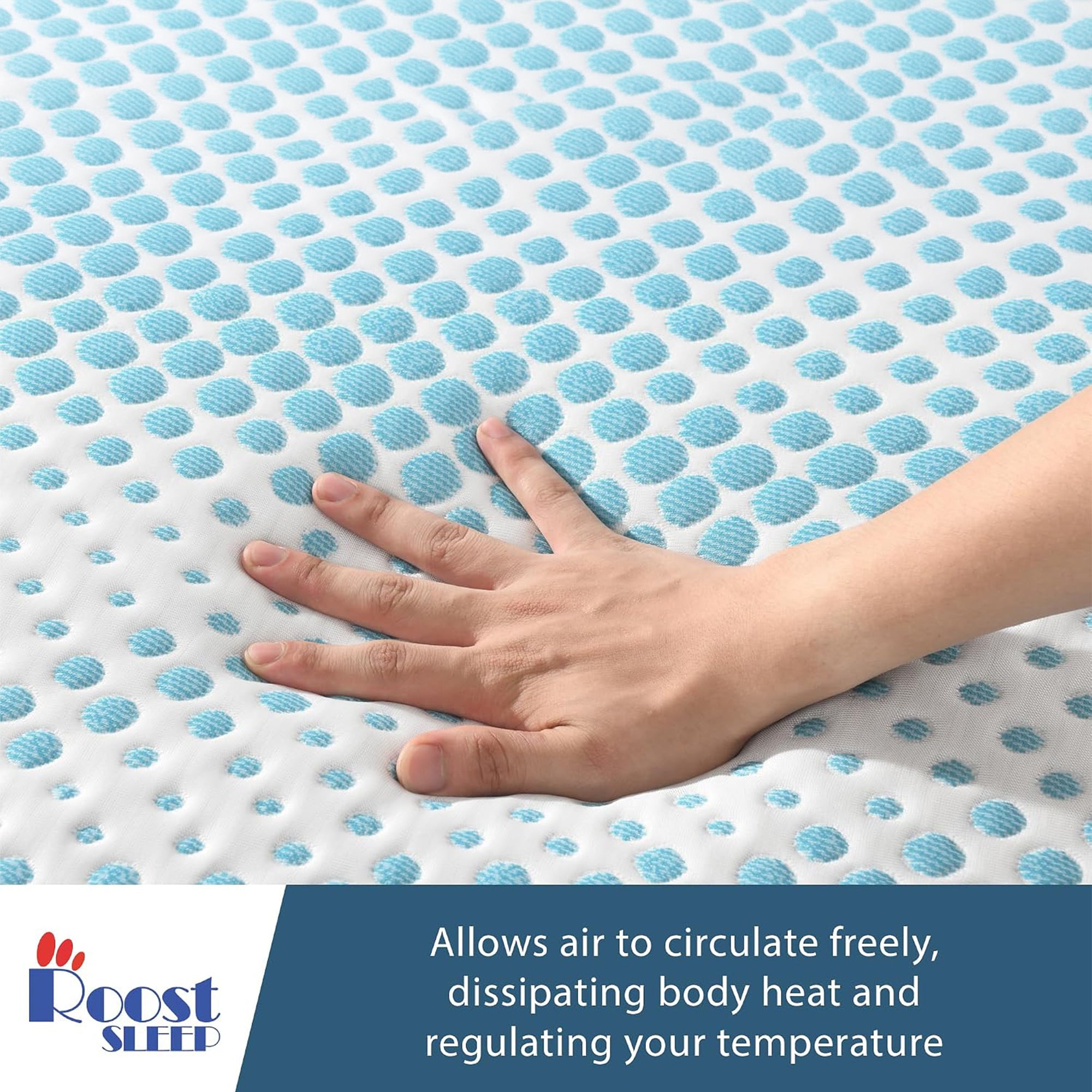 Roost Sleep Cool Cloud Supreme 3" Memory Foam Twin Mattress Topper, Blue