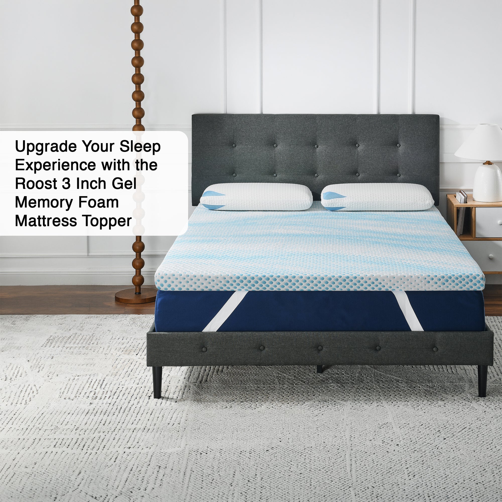 Roost Sleep Cool Cloud Supreme 3" Memory Foam Twin XL Mattress Topper, Blue