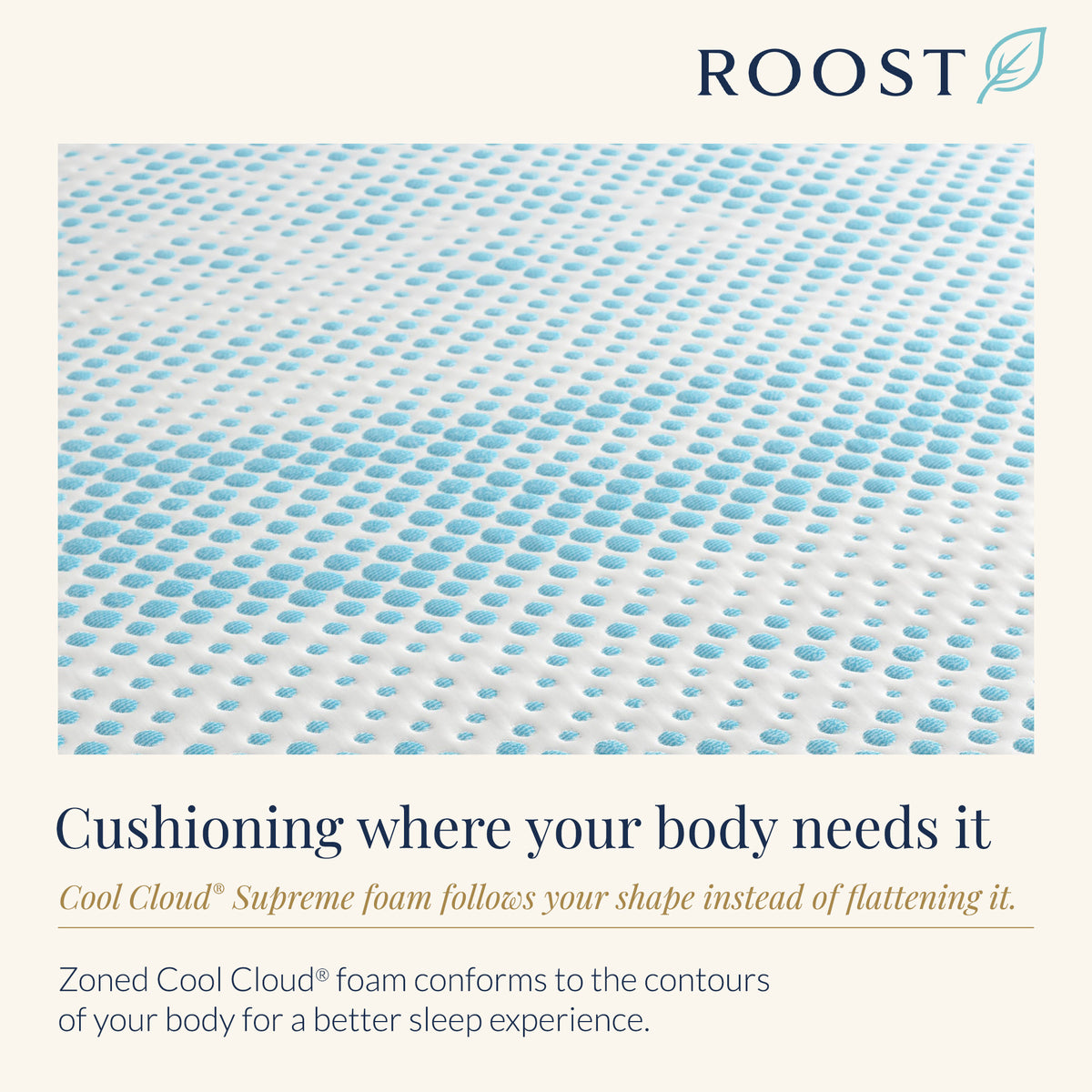 Roost Sleep Cool Cloud Supreme 3" Gel Memory Foam Cooling Mattress Topper, Queen