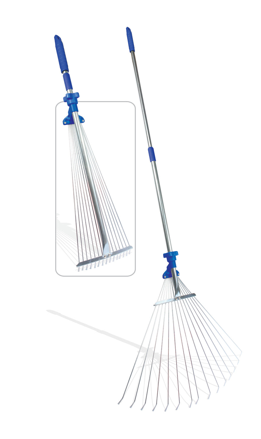 Camco Telescopic Collapsible RV Rake, Extends up to 60 Inches for Camping, Blue