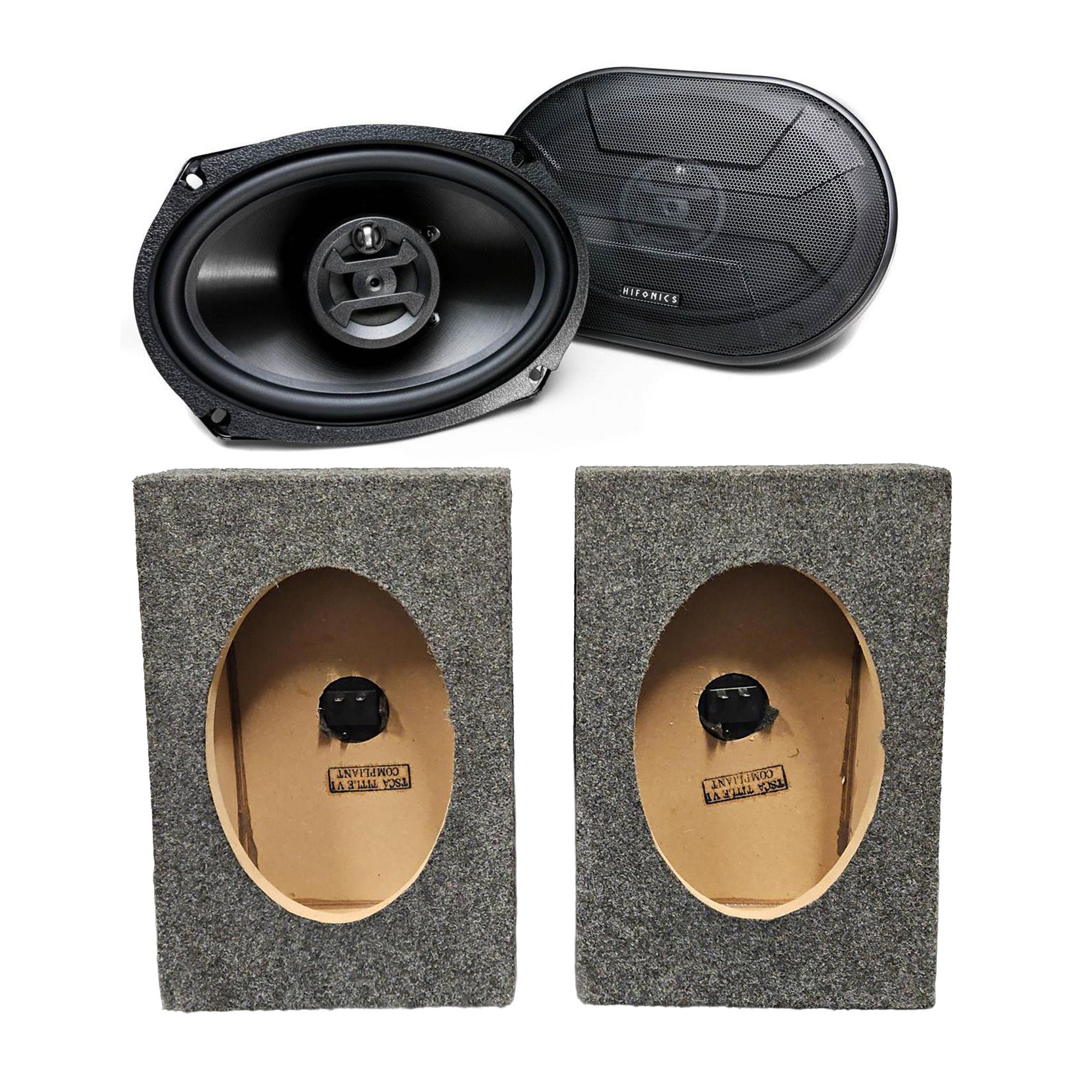 Hifonics Zeus 6" x 9" Coaxial Speakers with QPower Vertical Speaker Enclosures