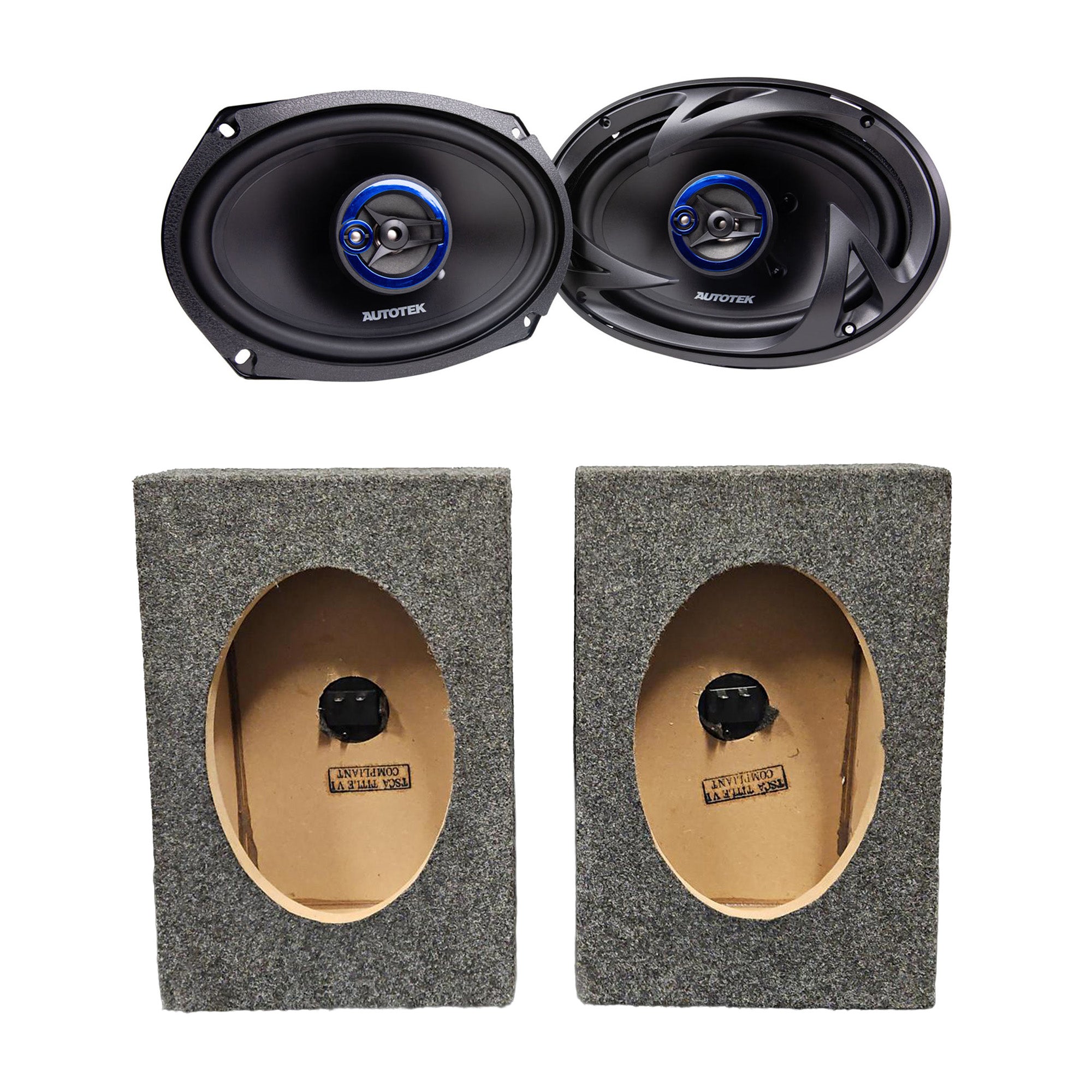 Autotek Street Machine 6x9 Coaxial Speakers & QPower Vertical Speaker Enclosures