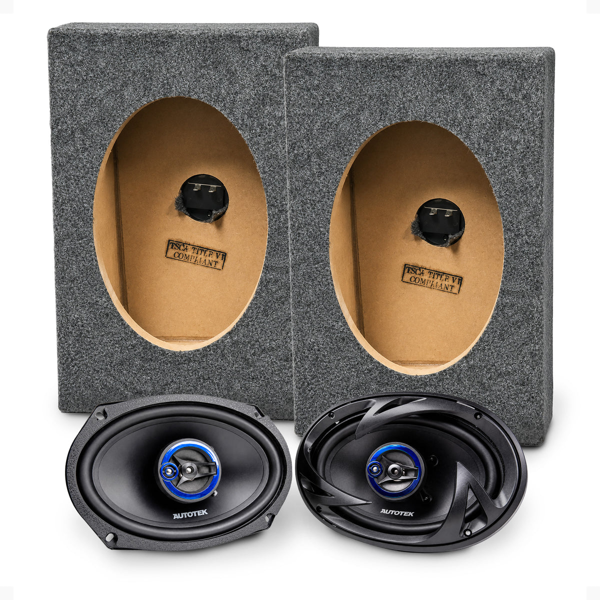 Autotek Street Machine 6x9 Coaxial Speakers & QPower Vertical Speaker Enclosures