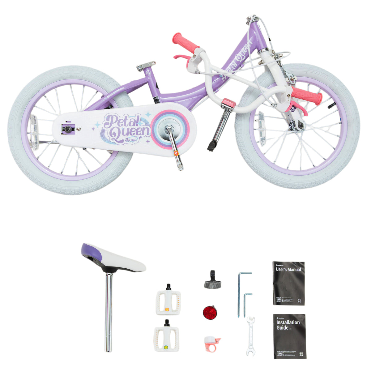 RoyalBaby Petal Queen Outdoor Kid's Bicycle with Kickstand, 16 Inch, Purple