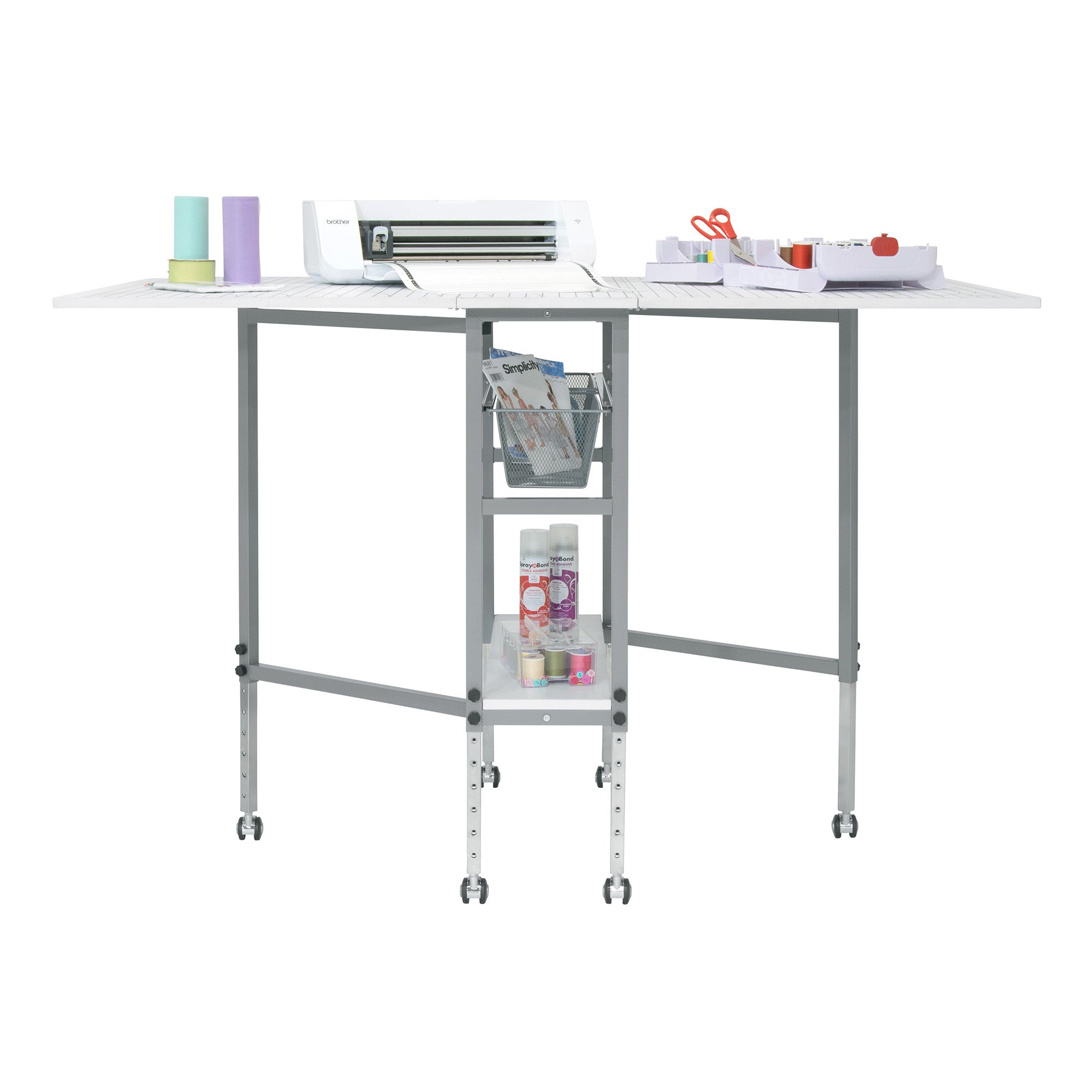 Sew Ready Foldable Hobby and Cutting Grid Table with Storage for Arts and Crafts (For Parts)