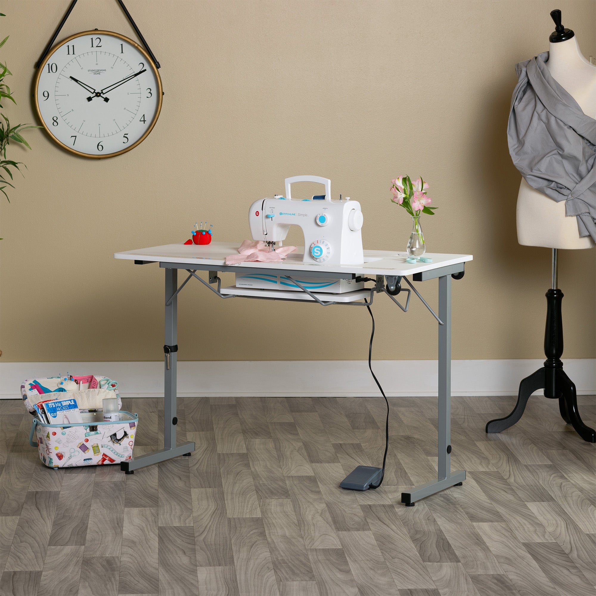 Sew Ready Portable Sewing Table with Foldable and Rollaway Design, (Open Box)