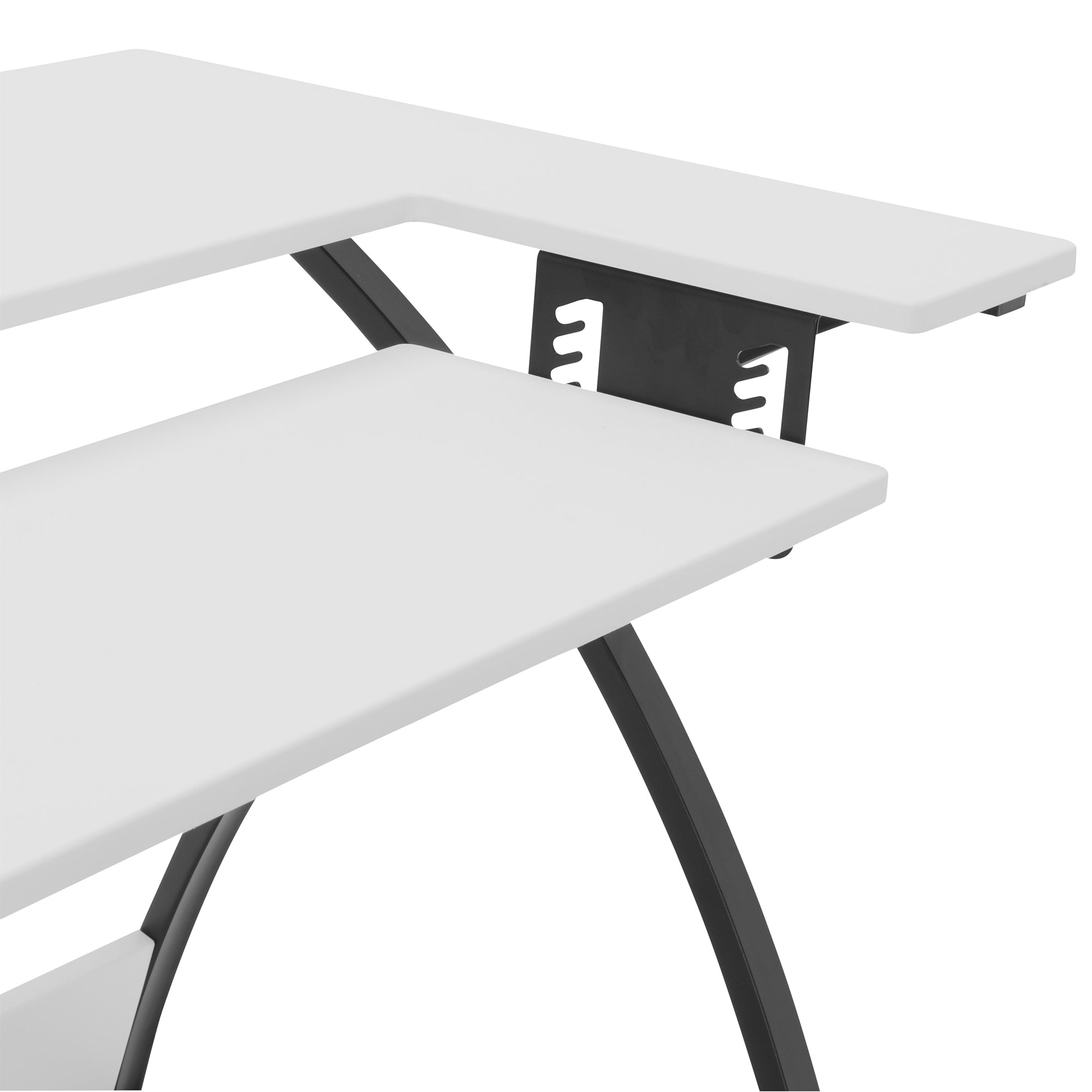Sew Ready Comet Plus Hobby and Sewing Table with Side & Lower Shelf, Black/White