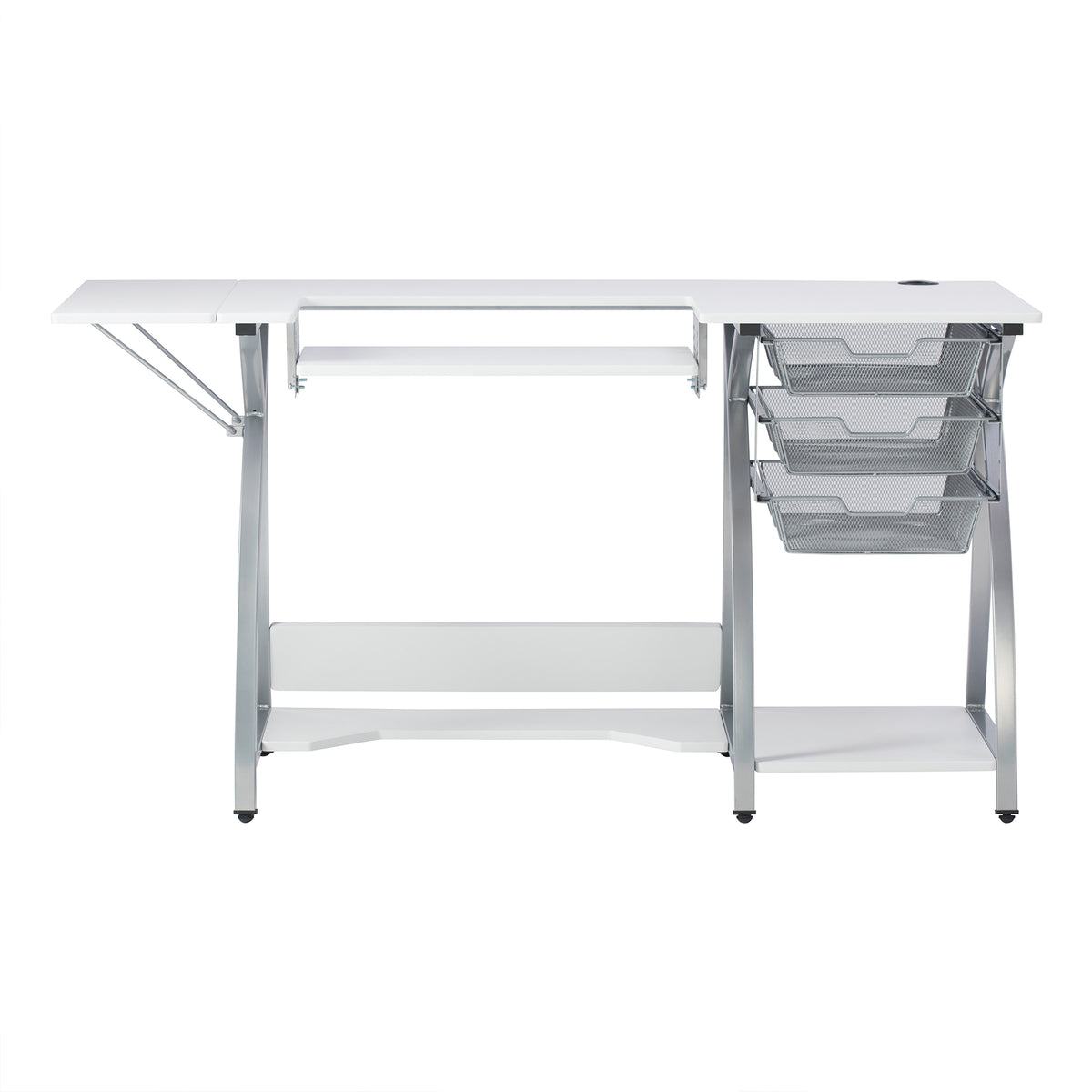 Sew Ready Pro Stitch Adjustable Sewing Machine Table with Storage Drawers, White