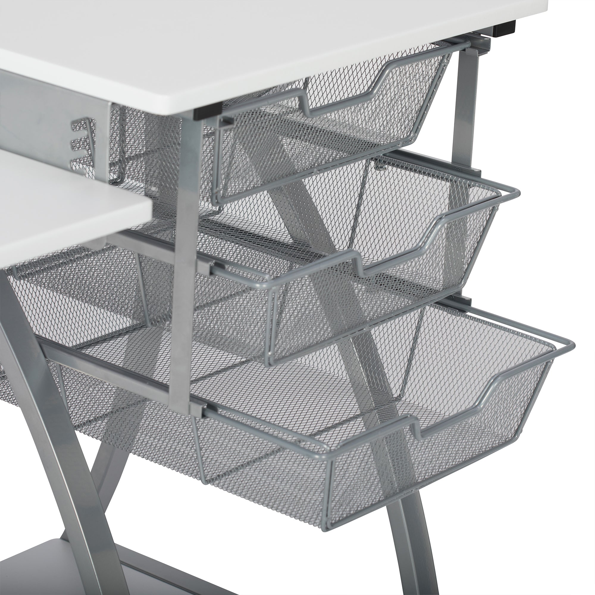 Sew Ready Pro Stitch Adjustable Sewing Machine Table with Storage Drawers, White