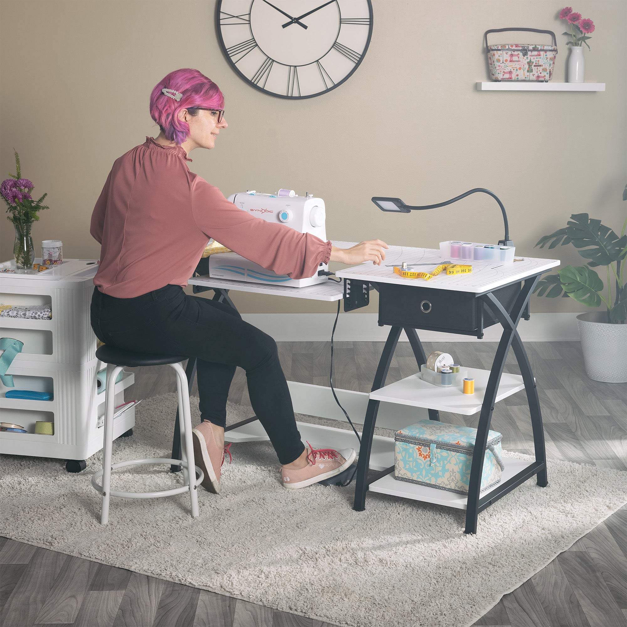 Sew Ready Comet Plus Craft Sewing Table with Accurate Fabric Cutting Grid-Top (Open Box)