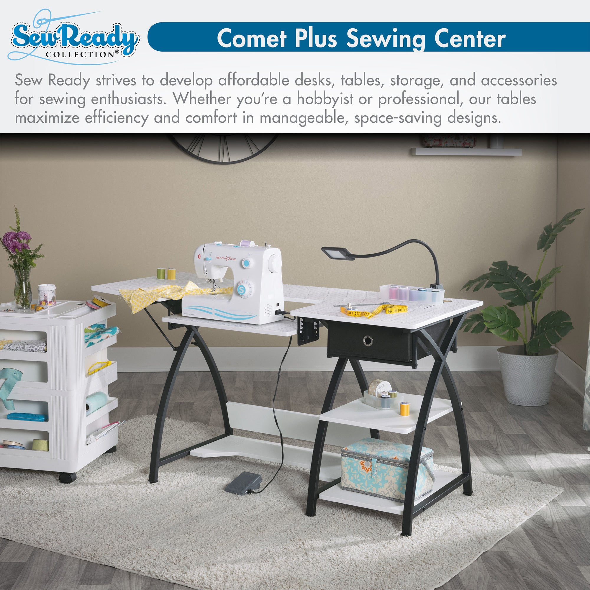 Sew Ready Comet Plus Craft Sewing Table with Accurate Fabric Cutting Grid-Top (Open Box)