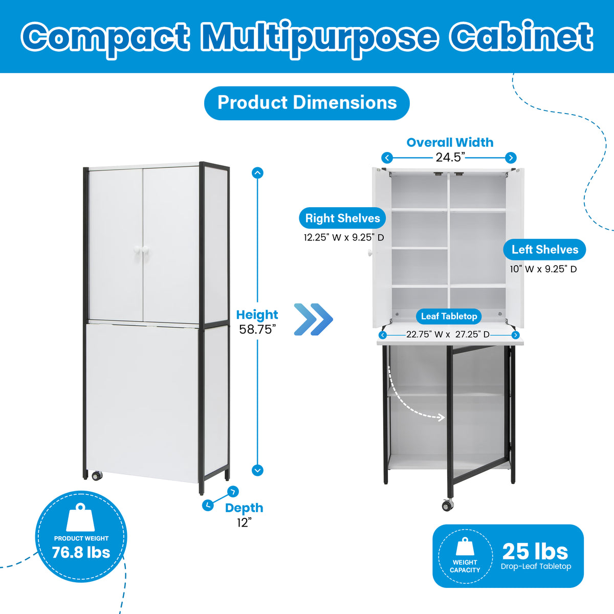 Sew Ready Folding Craft Armoire Cabinet, Multipurpose Workstation with Table
