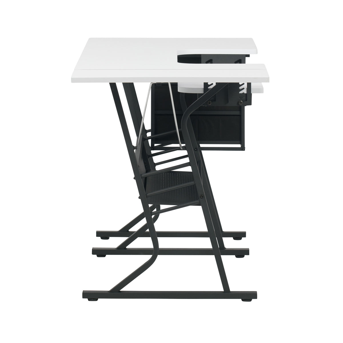 Sew Ready Eclipse Hobby Sewing Table with Storage Drawer and Shelves, Black