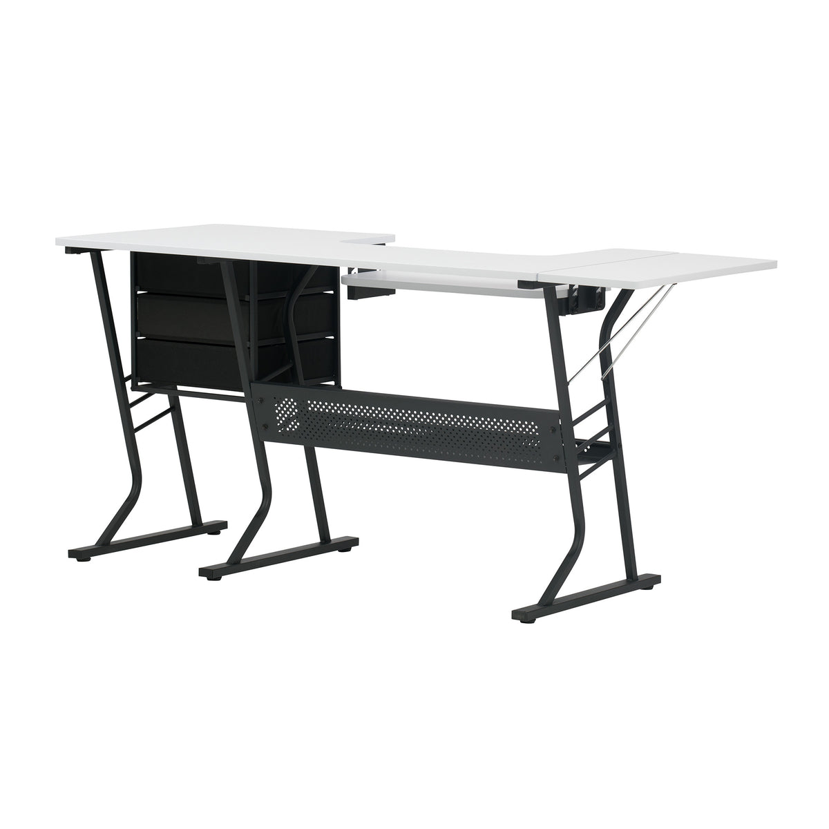 Sew Ready Eclipse Hobby Sewing Table with Storage Drawer and Shelves, Black (Open Box)