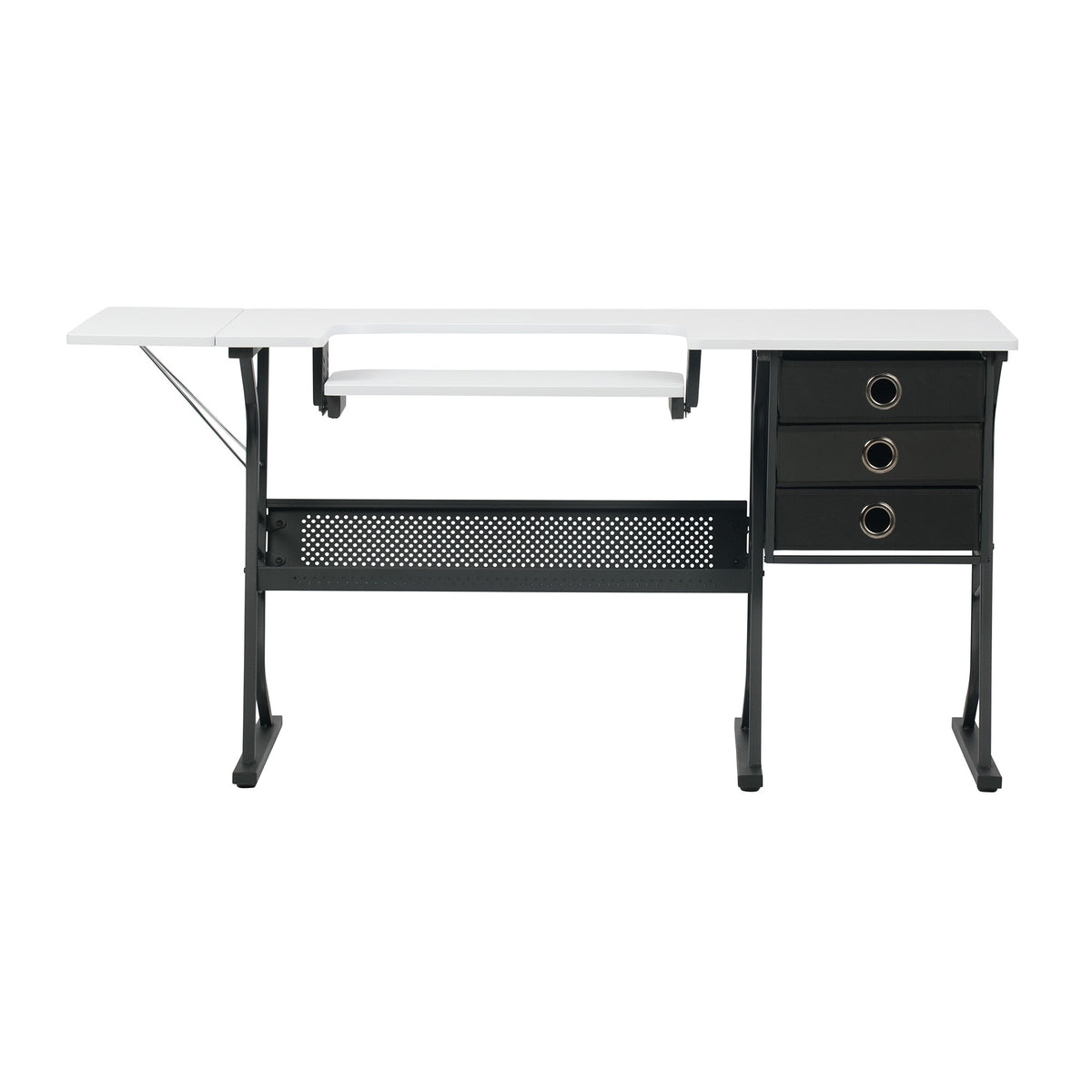 Sew Ready Eclipse Hobby Sewing Table with Storage Drawer and Shelves, Black