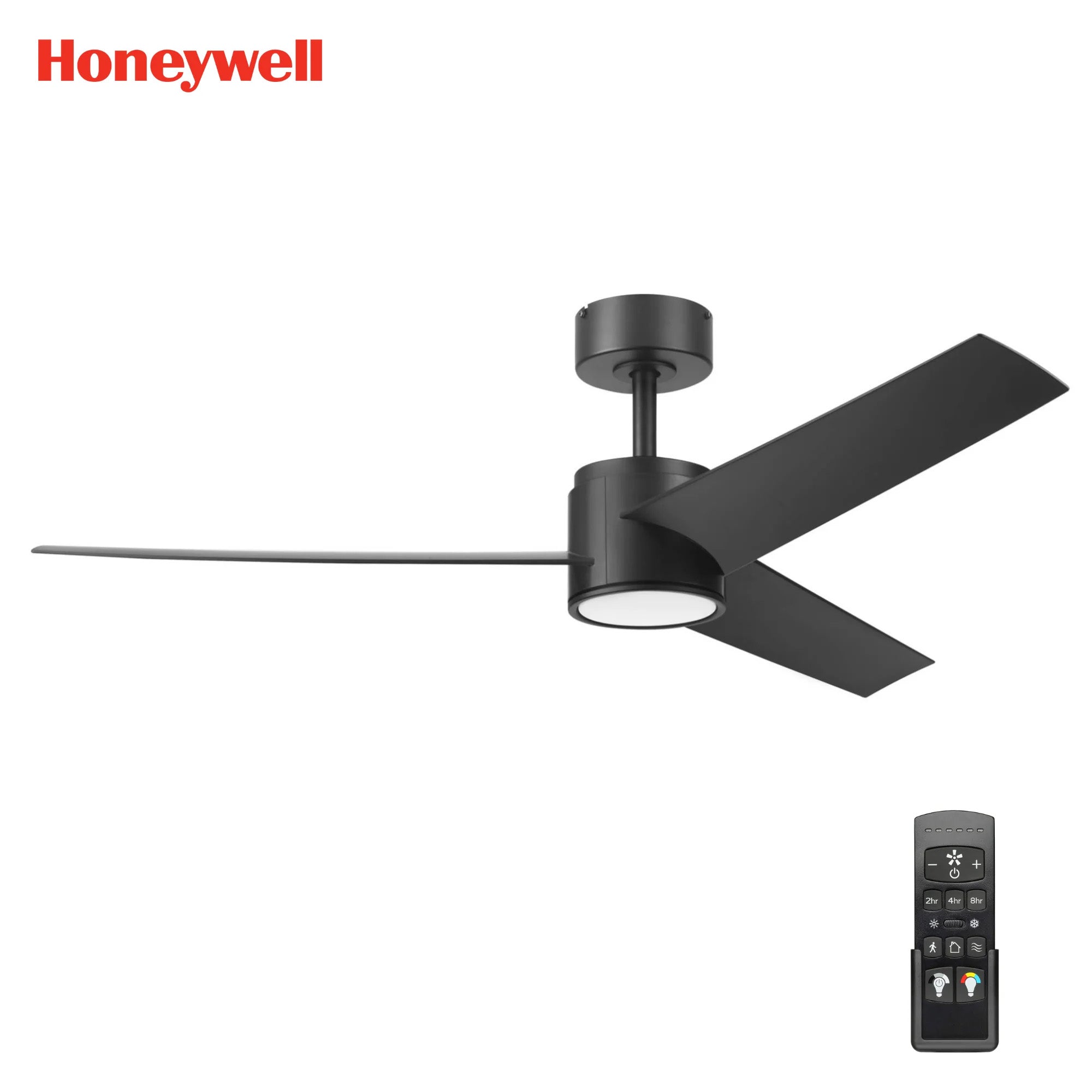 Honeywell Altan 52 Inch Modern Ceiling Fan with LED Light & Remote, Matte Black