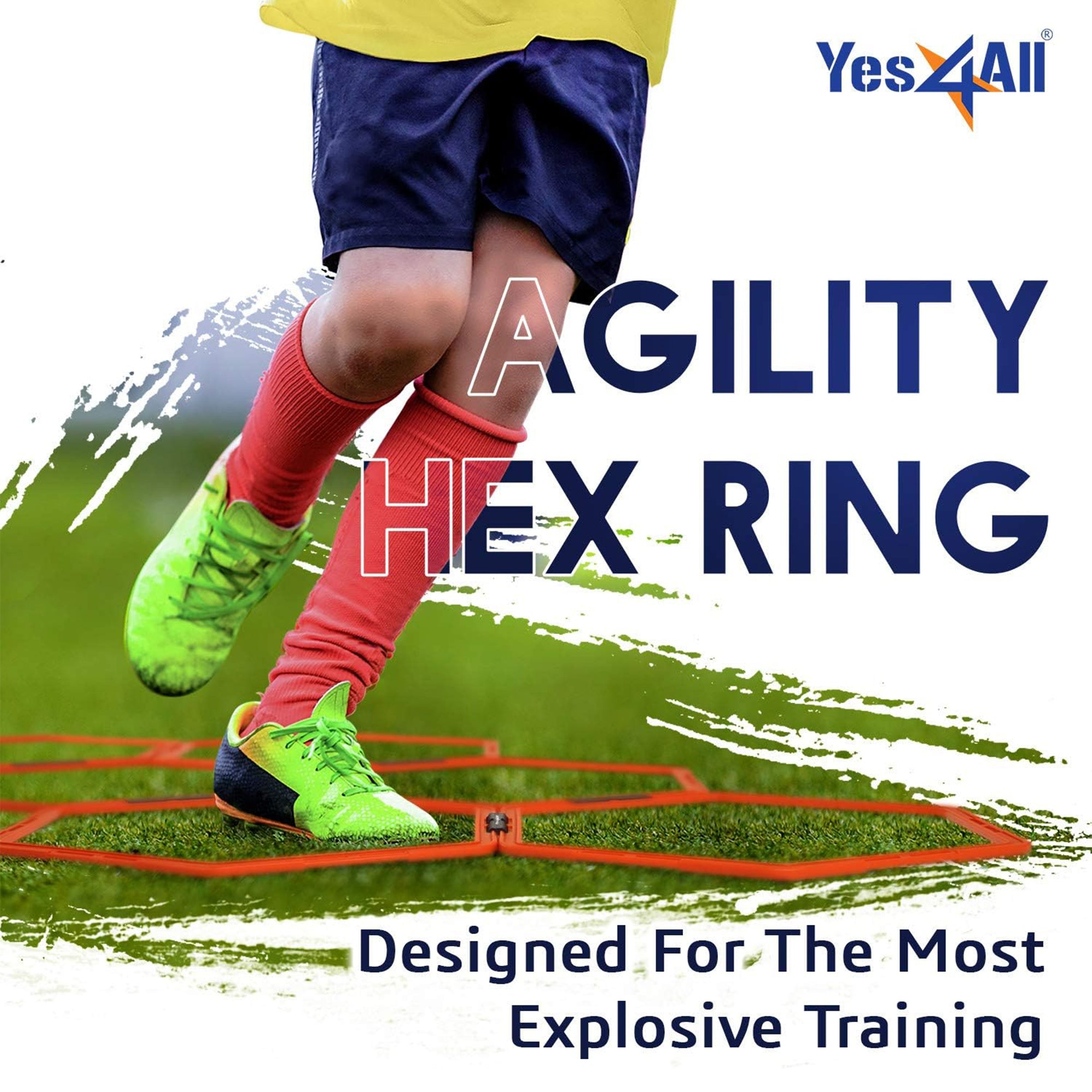 Yes4All Hex Agility 12 Rings Set w/ Carrying Bag for Footwork Training, Orange