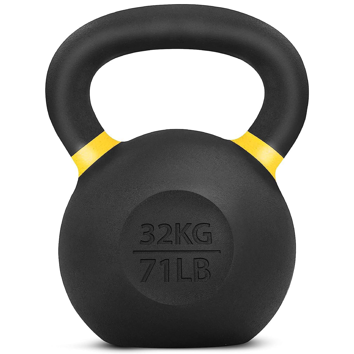 Yes4All 71lb Powder Coated Cast Iron Kettlebell w/ Non-Slip Handle & Flat Bottom