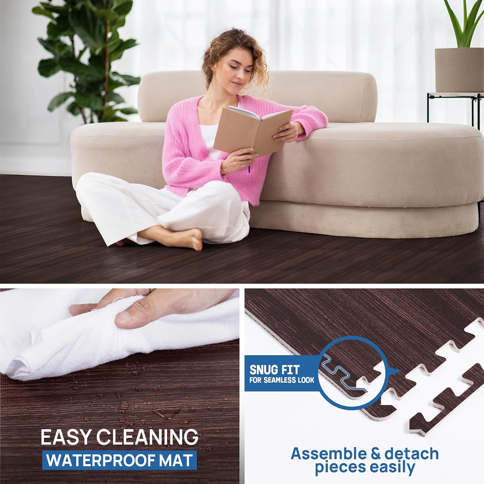 Yes4All Interlocking Foam Exercise Floor Tiles, 0.4" Thick, 12"x12", 22 Sq Ft