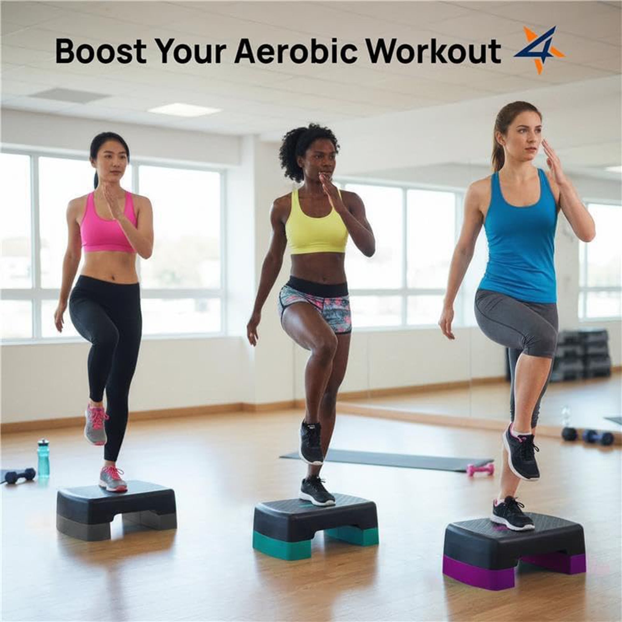 Yes4All Aerobic Exercise Step Platform Workout Stepper with Risers for Home Gym