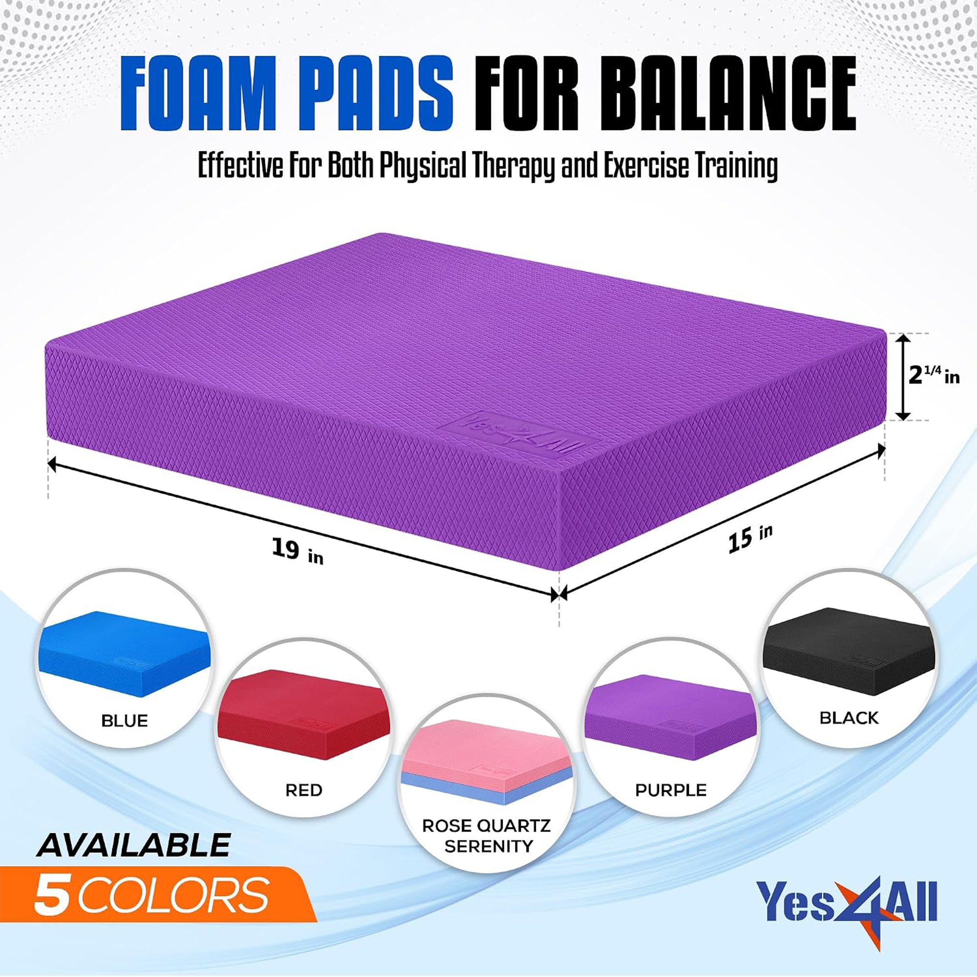 Yes4All XL Non-Slip Exercise Foam Kneeling Balance Pad for Home Gym, Purple