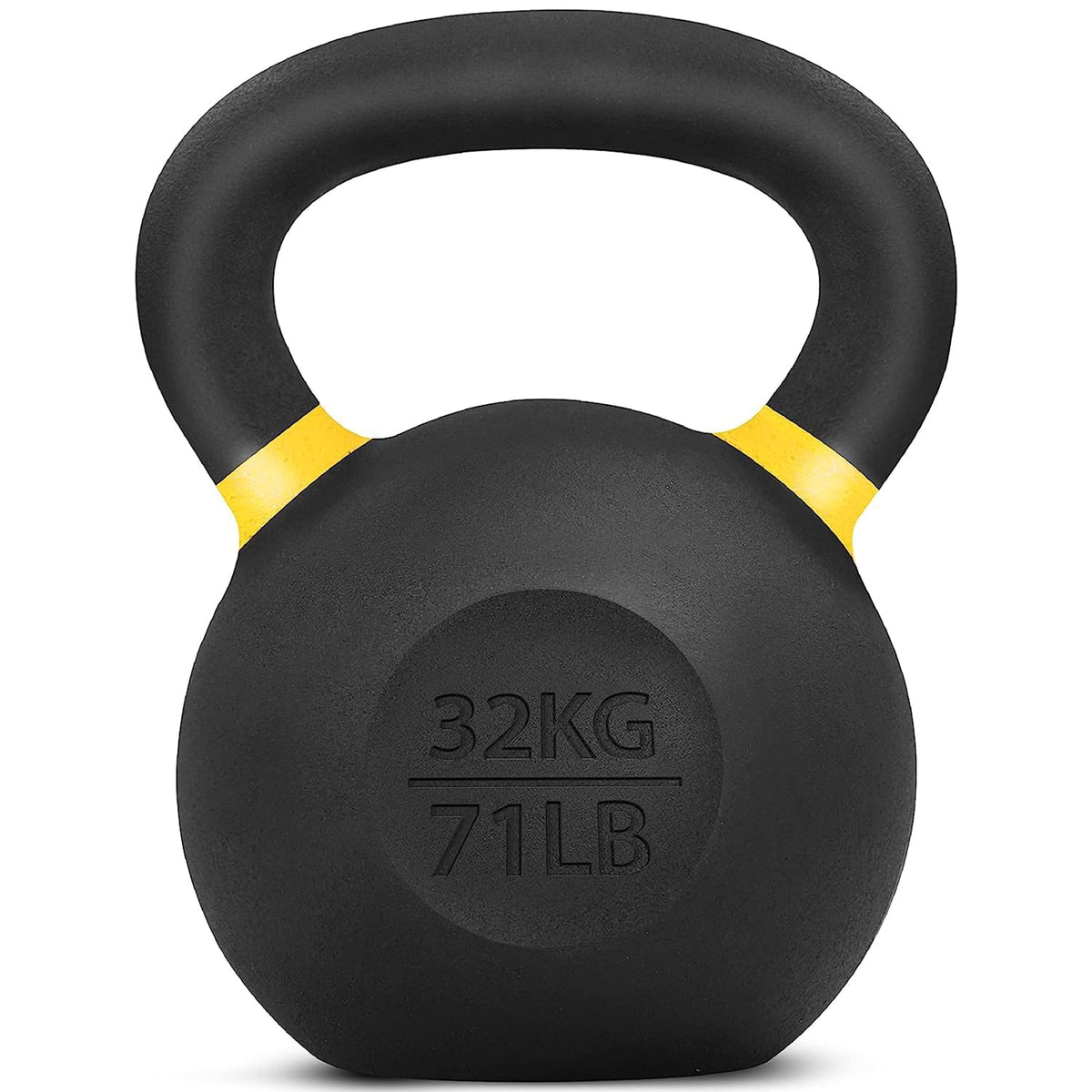 Yes4All 71lb Powder Coated Cast Iron Kettlebell w/ Non-Slip Handle & Flat Bottom