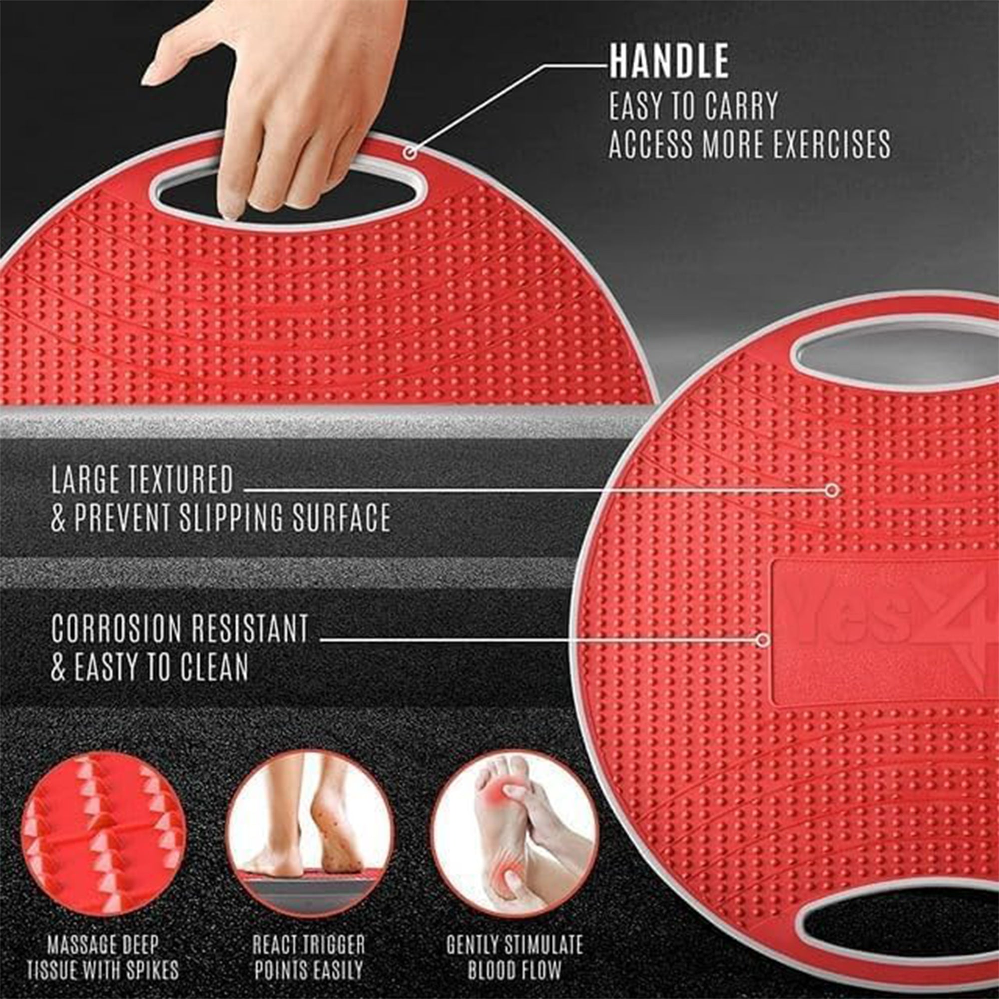 Yes4All Premium Wobble Balance Board Plastic Stability Trainer with Handles