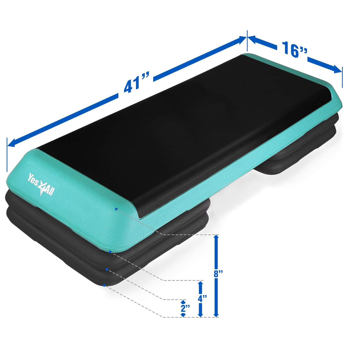 Yes4All 2-in-1 Adjustable Aerobic Step Platform, Exercise Stepper, Blue & Black