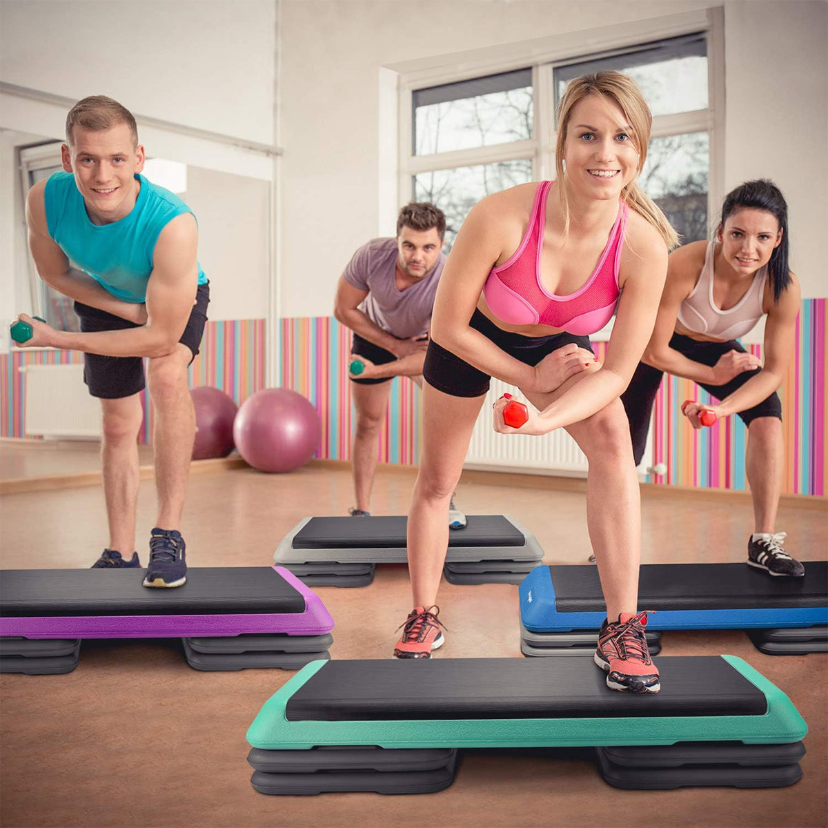 Yes4All 2-in-1 Adjustable Aerobic Step Platform, Exercise Stepper, Blue & Black