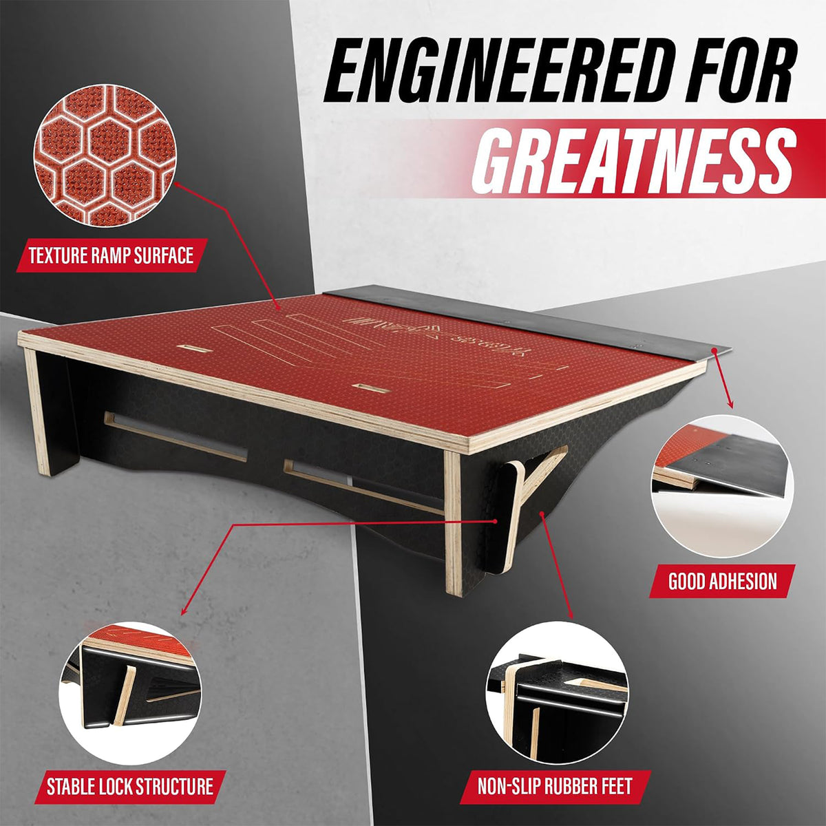 Yes4All Portable Skateboard Ramp and Rack for Beginners, 220 lb Capacity, Black