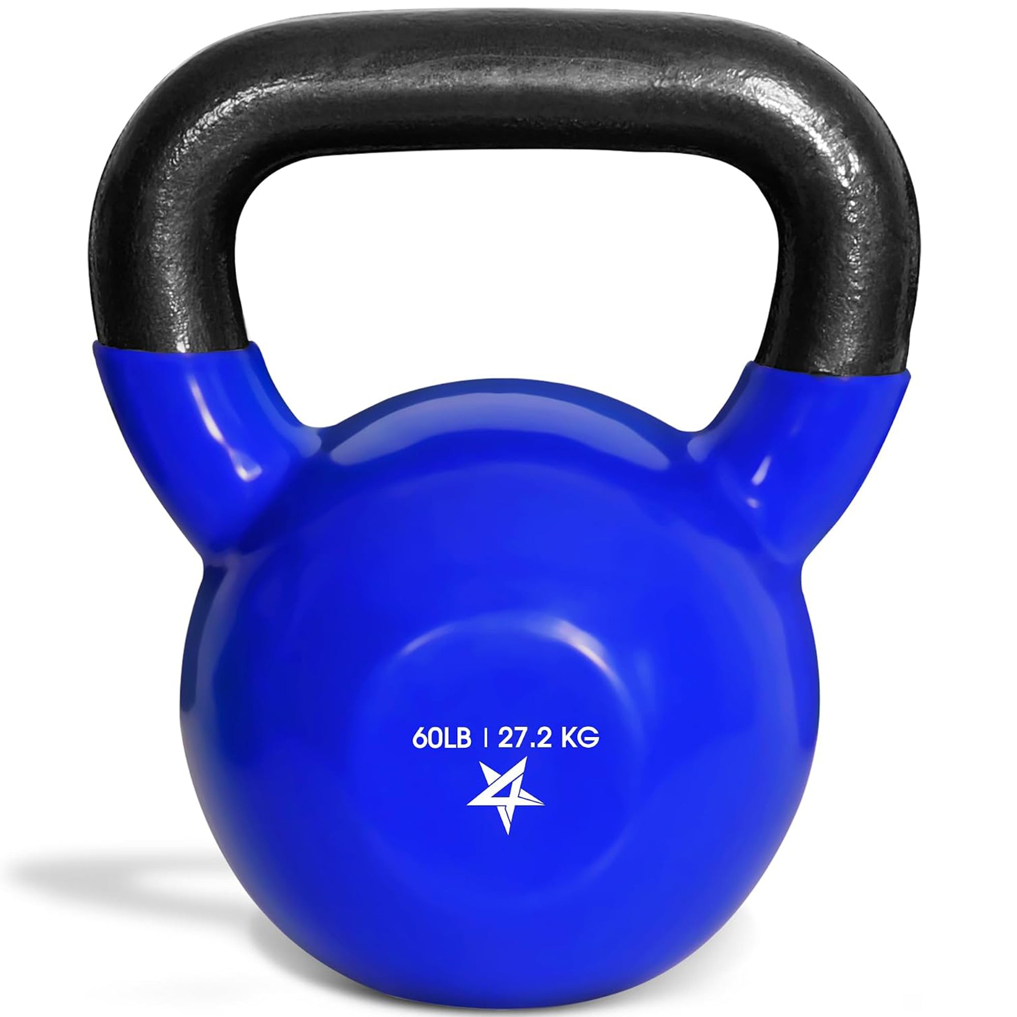 Yes4All Vinyl Coated Cast Iron Kettlebell for Home Gym Training, 60 Lbs, Blue