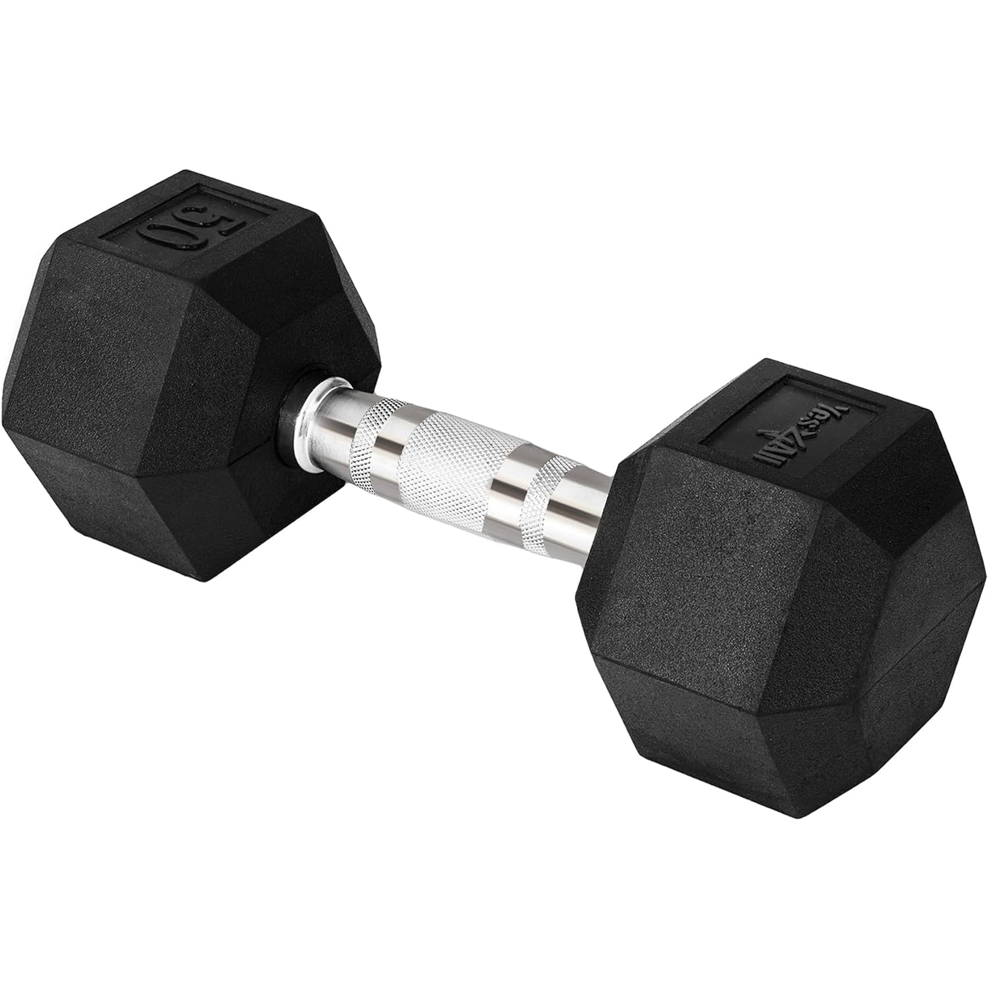 Yes4All 50 lb Single Hand Weight Chrome Grip Encased Hex Dumbbells for Home Gym
