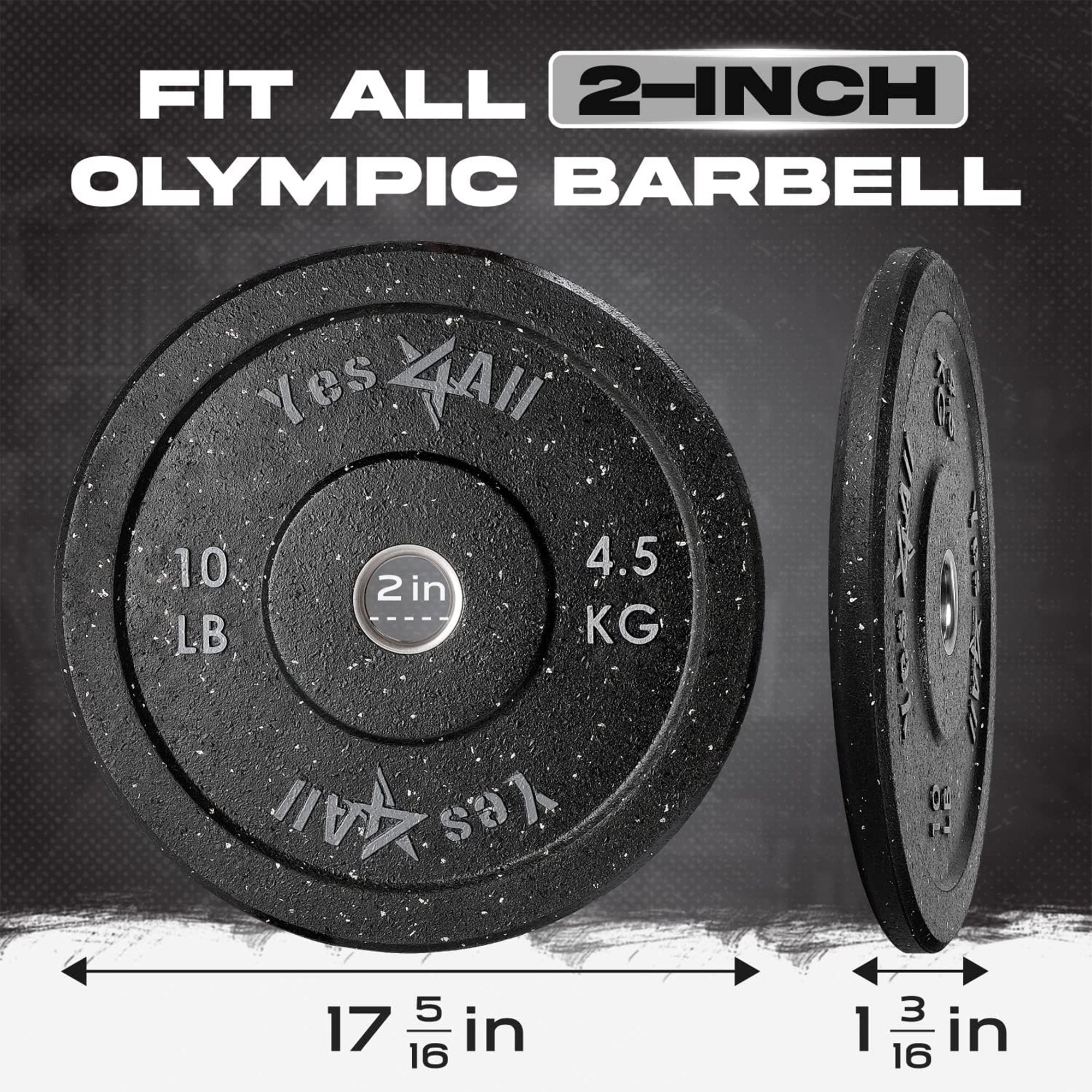 Yes4All 2" Bumper Plate, 10 lb Olympic Rubber Weight Plate for Weightlifting