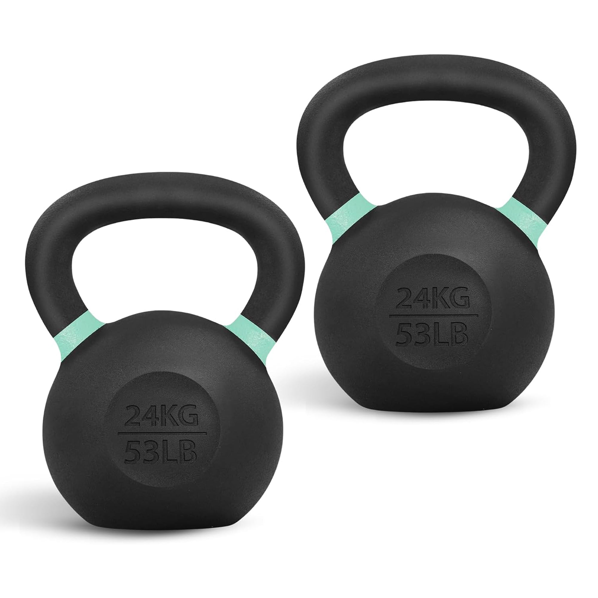 Yes4All Powder Coated Cast Iron Kettlebell, Non-Slip Handle, 53Lb, Pair, Black
