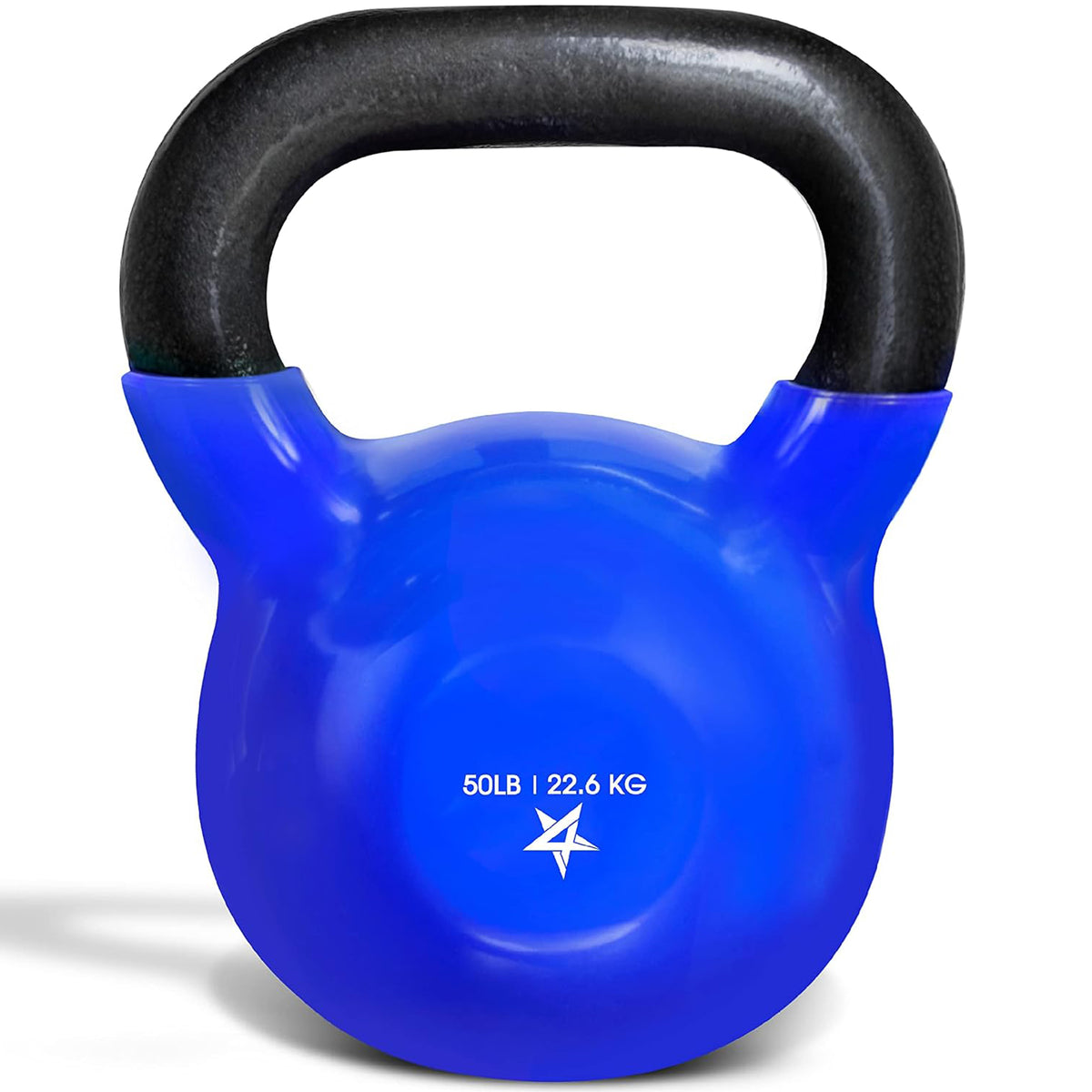 Yes4All 50 Pound Vinyl Coated Cast Iron Kettlebell for Home Gym Training , Blue
