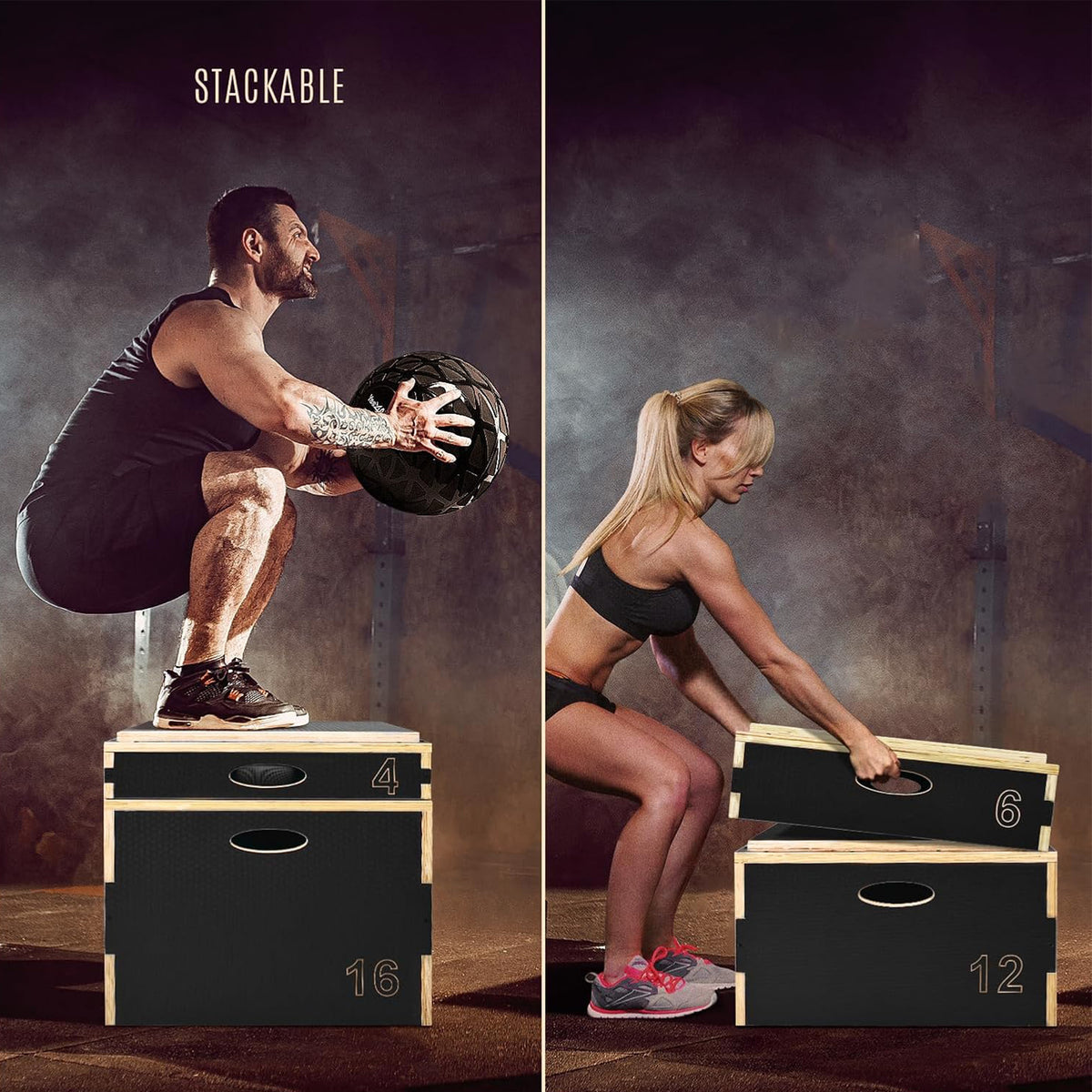 Yes4All 6" Stackable Wooden Plyometric Box Platform for Home Gym Jump Training