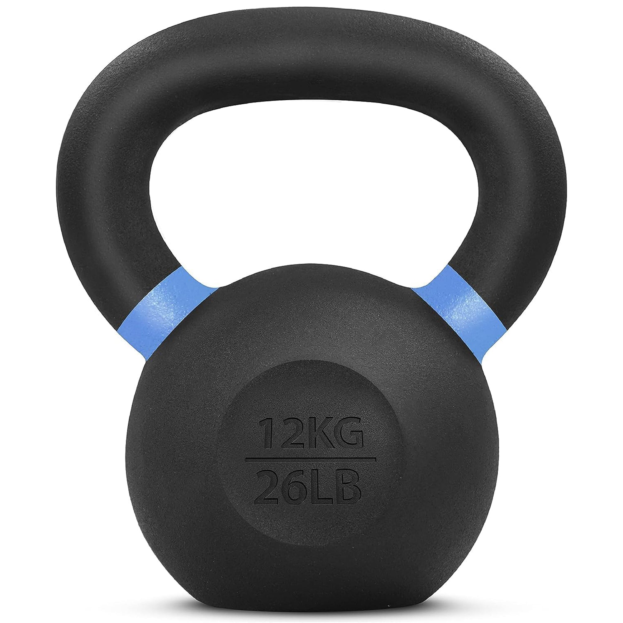 Yes4All 26lb Powder Coated Cast Iron Kettlebell w/ Non-Slip Handle & Flat Bottom