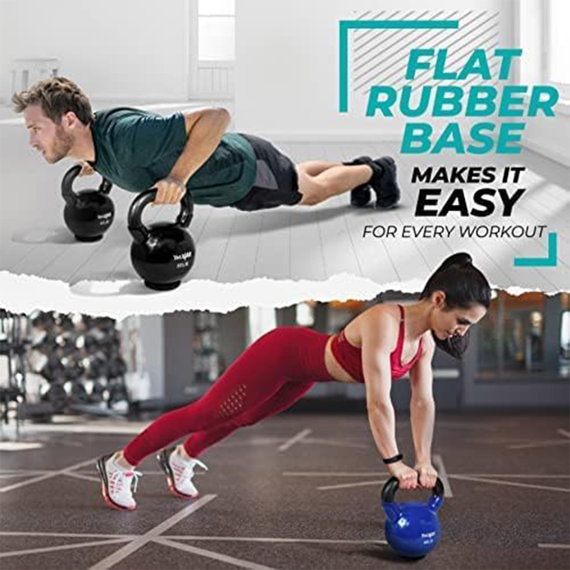 Yes4All 35 Pound PVC Kettlebell With Rubber Base for Strength Training, Grey