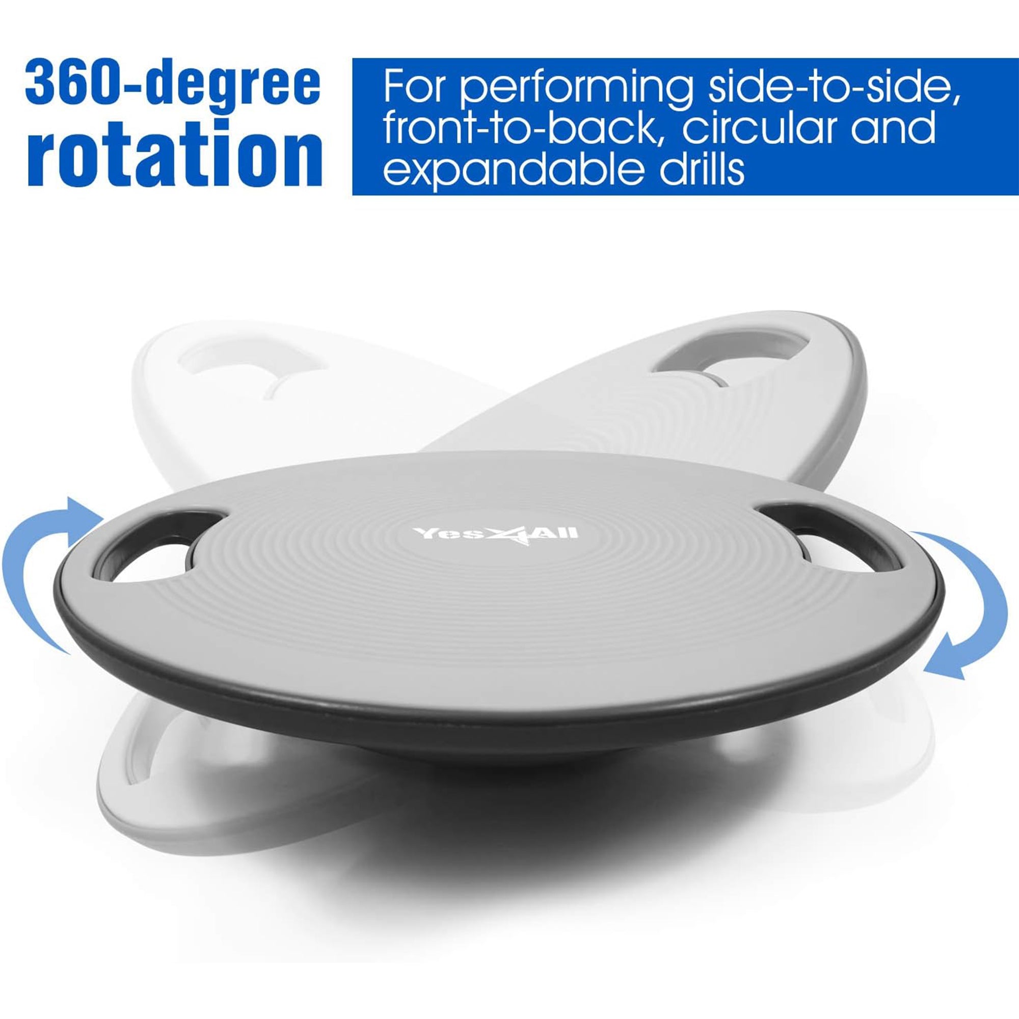 Yes4All Wobble Balance Board Plastic Stability Trainer with Handles, Silver