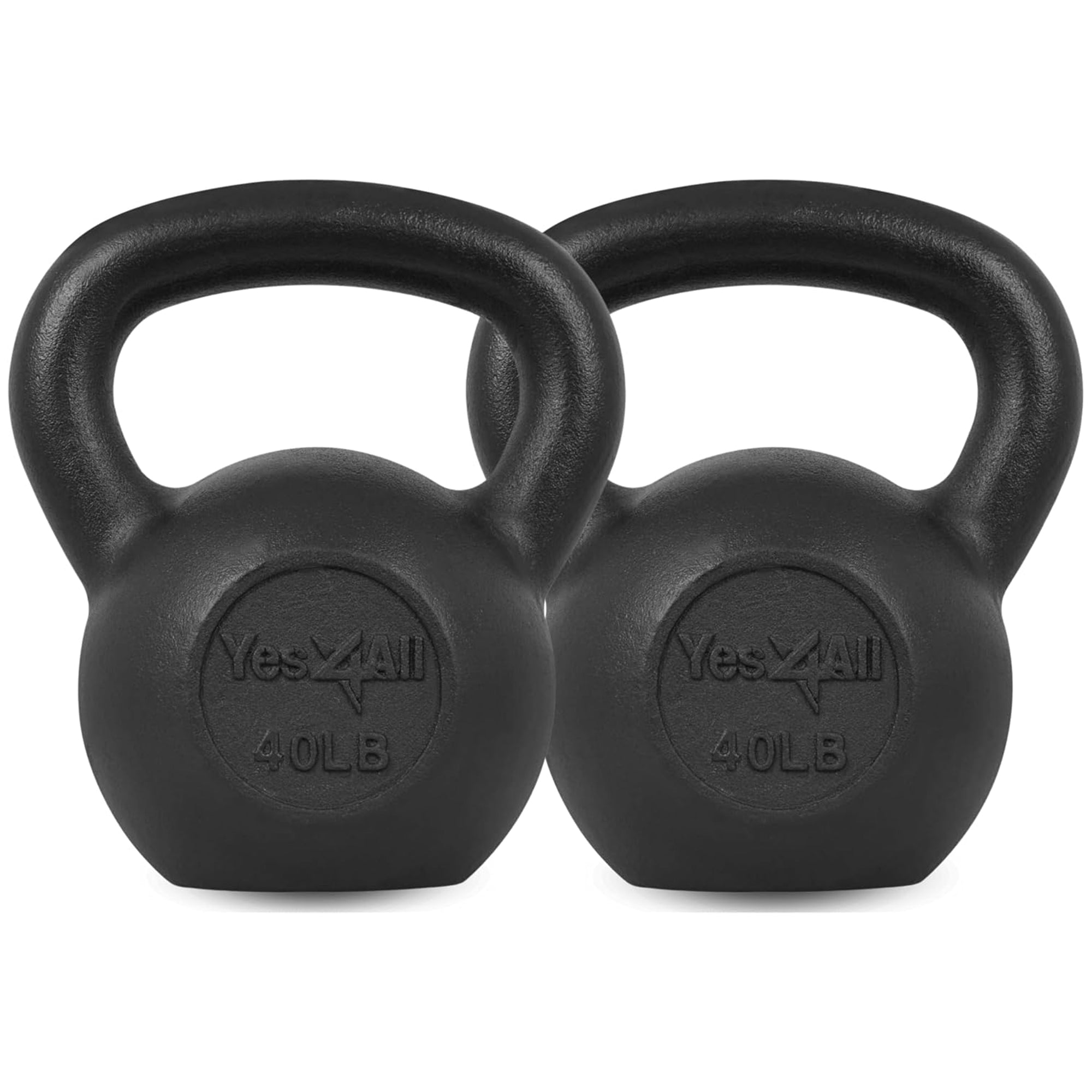 Yes4All 40 lb Cast Iron Kettlebell Workout Set for Strength Training, Pack of 2