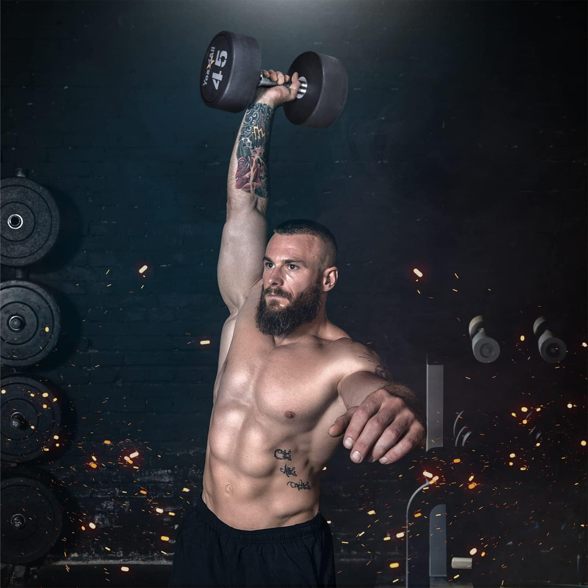 Yes4All 50lb Urethane Dumbbell Hex Rubber Grip for Home Gym & Strength Training